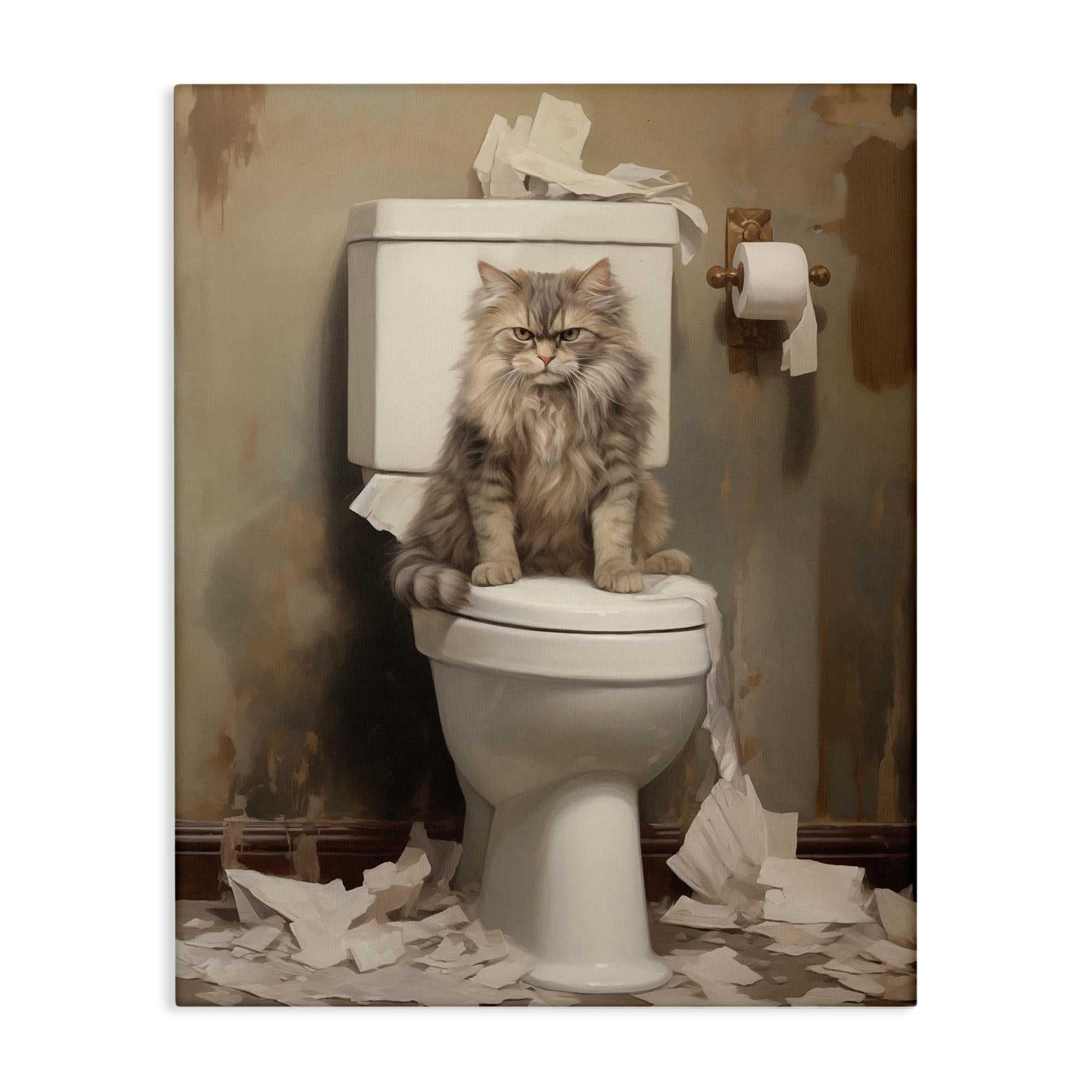 Stupell Industries BT-840-CN-36X48 Cat and  Torn Toilet Paper Canvas design by Arlington Prints
