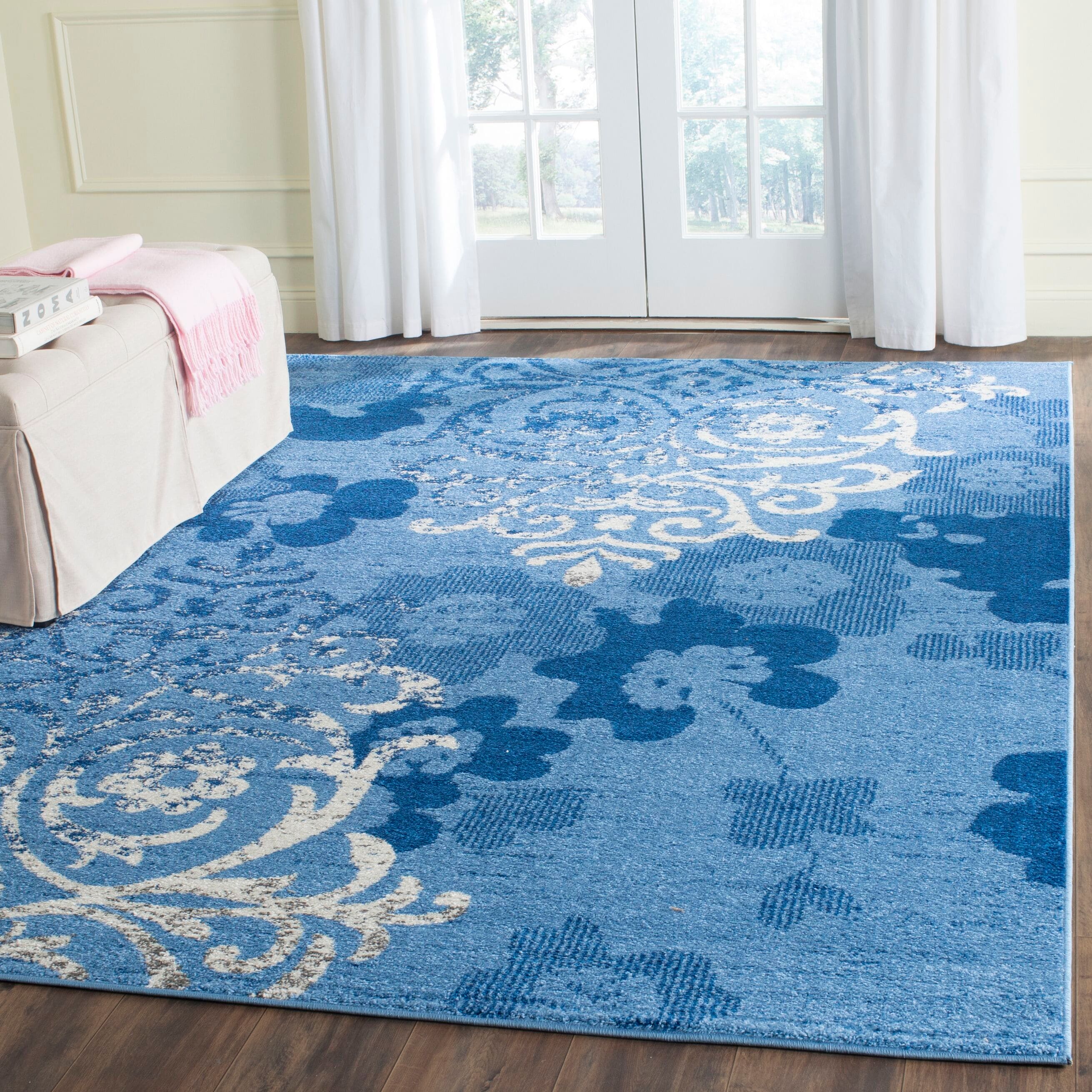 Safavieh ADR114F-1115 Adirondack Serene 11 x 15 (ft) Loomed Polypropylene Light Blue/Dark Blue Rectangular Indoor Damask Coastal Area rug