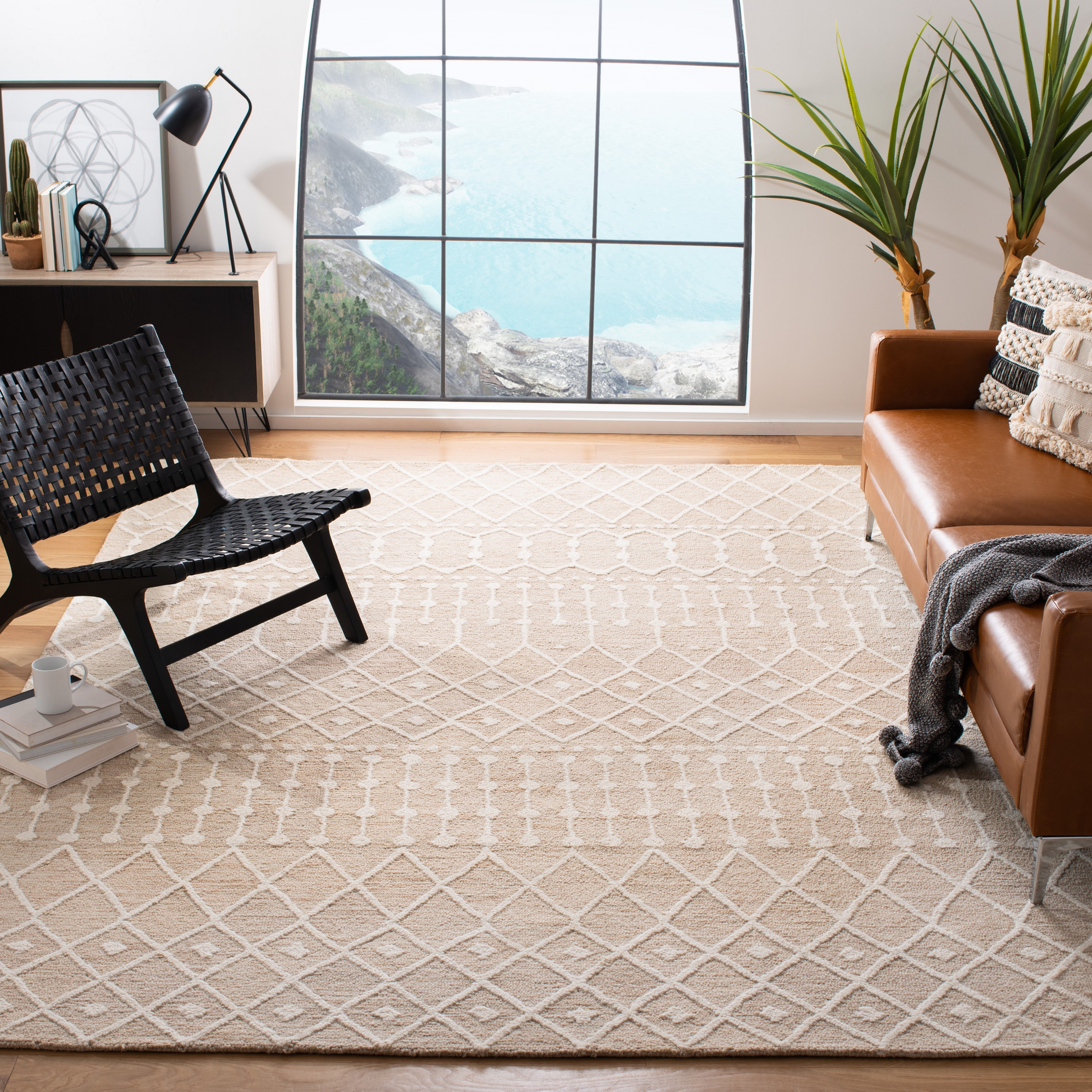 Safavieh BLM115B-8 Blossom Samantha 8 x 10 (ft) Tufted Wool Beige/Ivory Rectangular Indoor Abstract Area rug