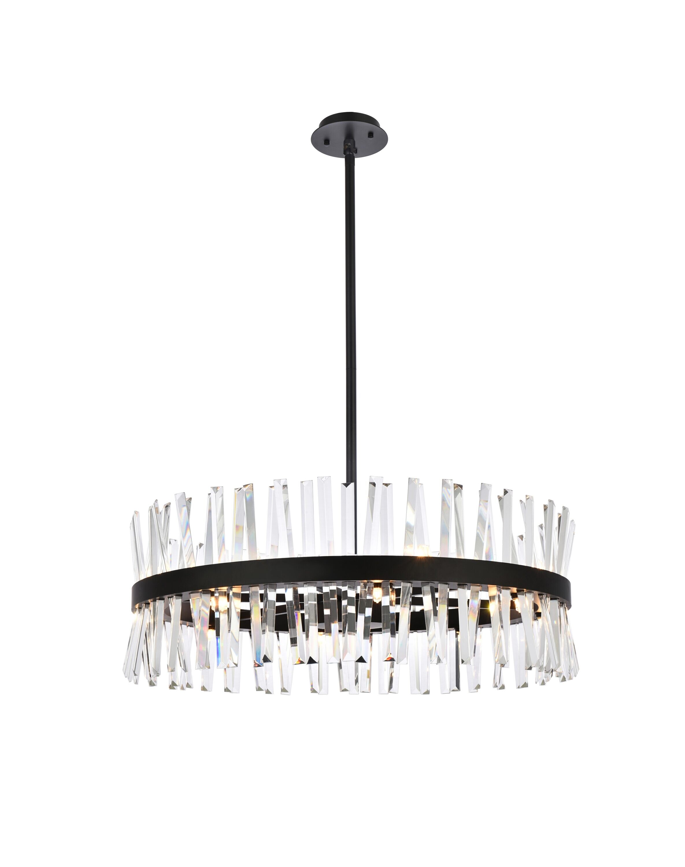 Serephina 32-Inch Black Crystal Round Chandelier