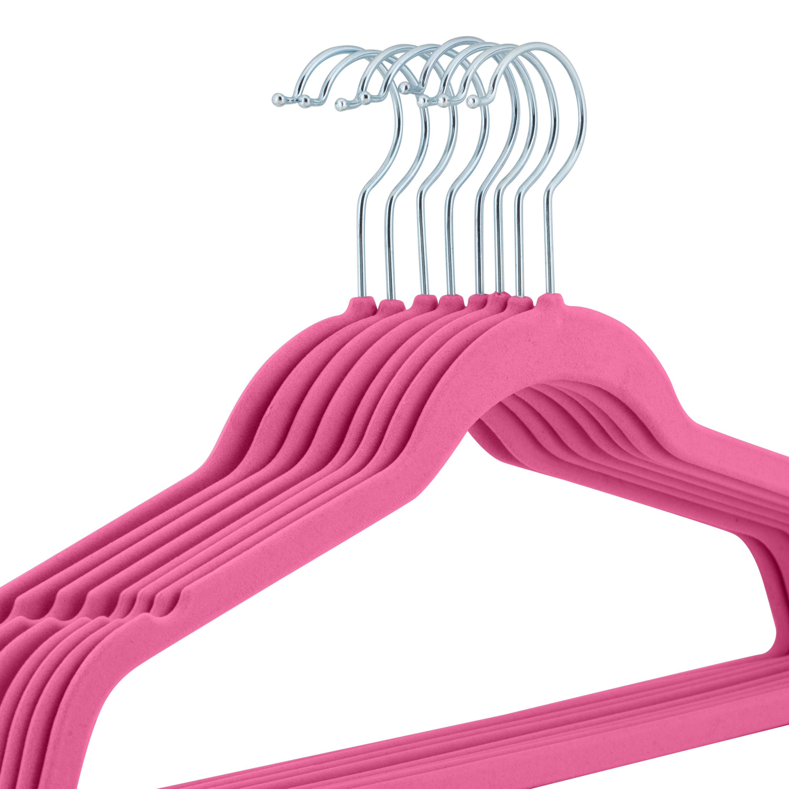 Elama Flocked Velvet Clothes Hangers Pink Pack Of 50 Hangers