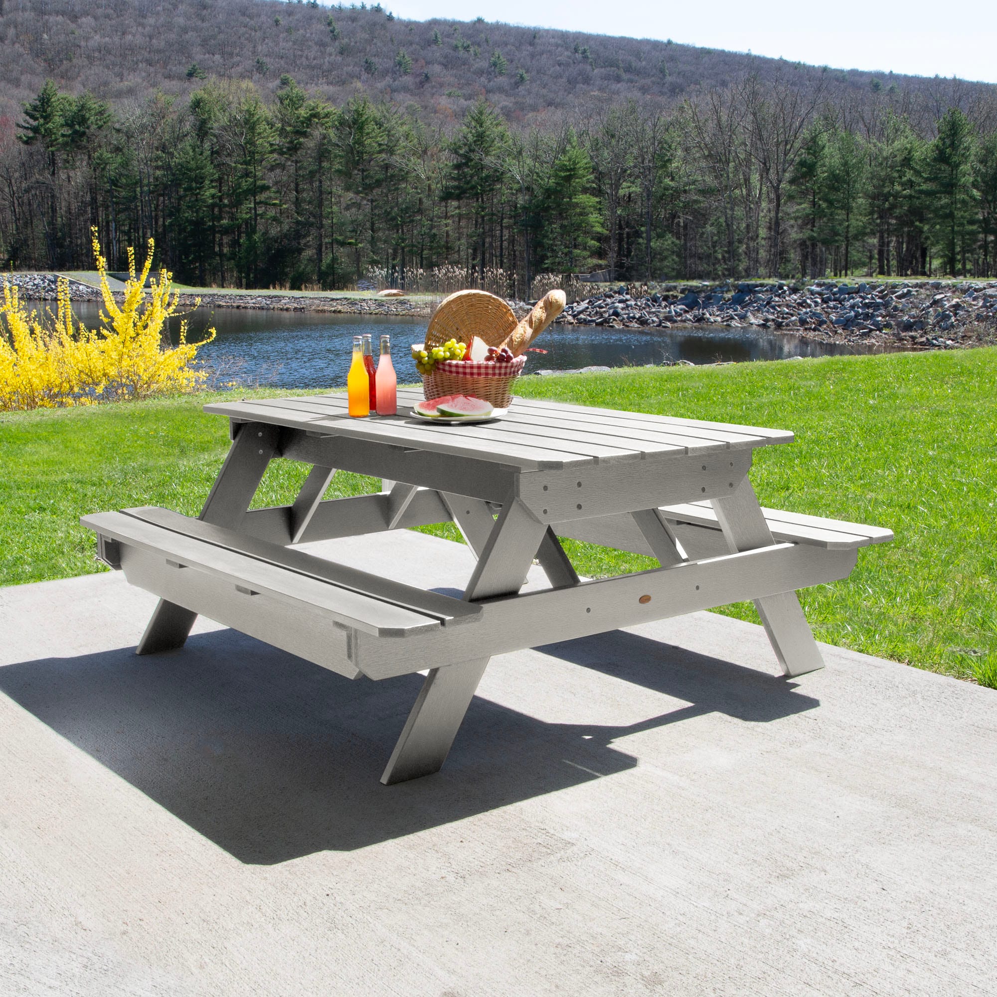 highwood AD-TBL-HI02-HGR 71.6-in Gray Recycled plastic Rectangle Picnic Table