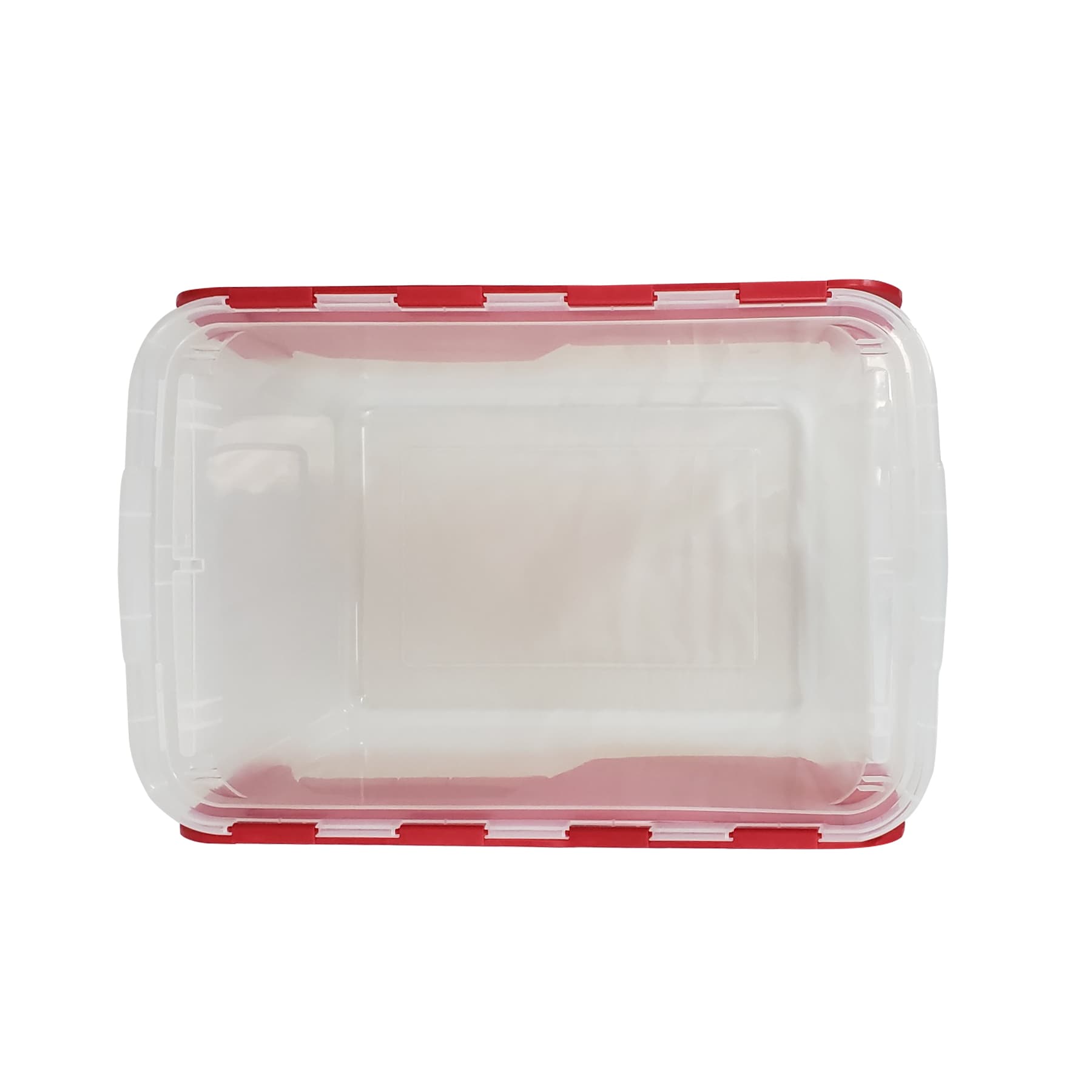 Homz Products Medium 12-Gallons (48-Quart) Red/Clear Heavy Duty Tote with  Standard Snap Lid at