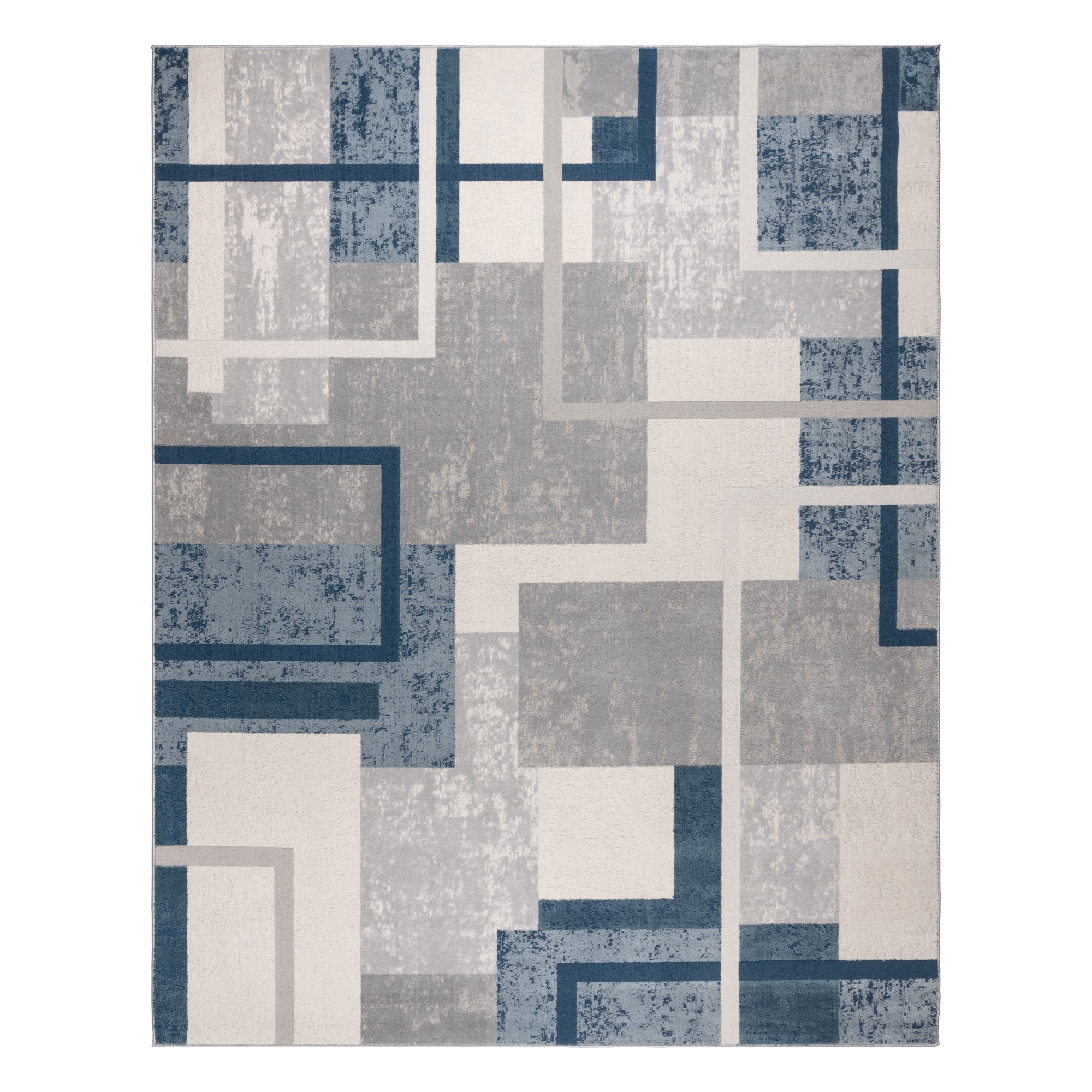 Ethan Blue and Gray Abstract Geometric 5' x 7' Area Rug