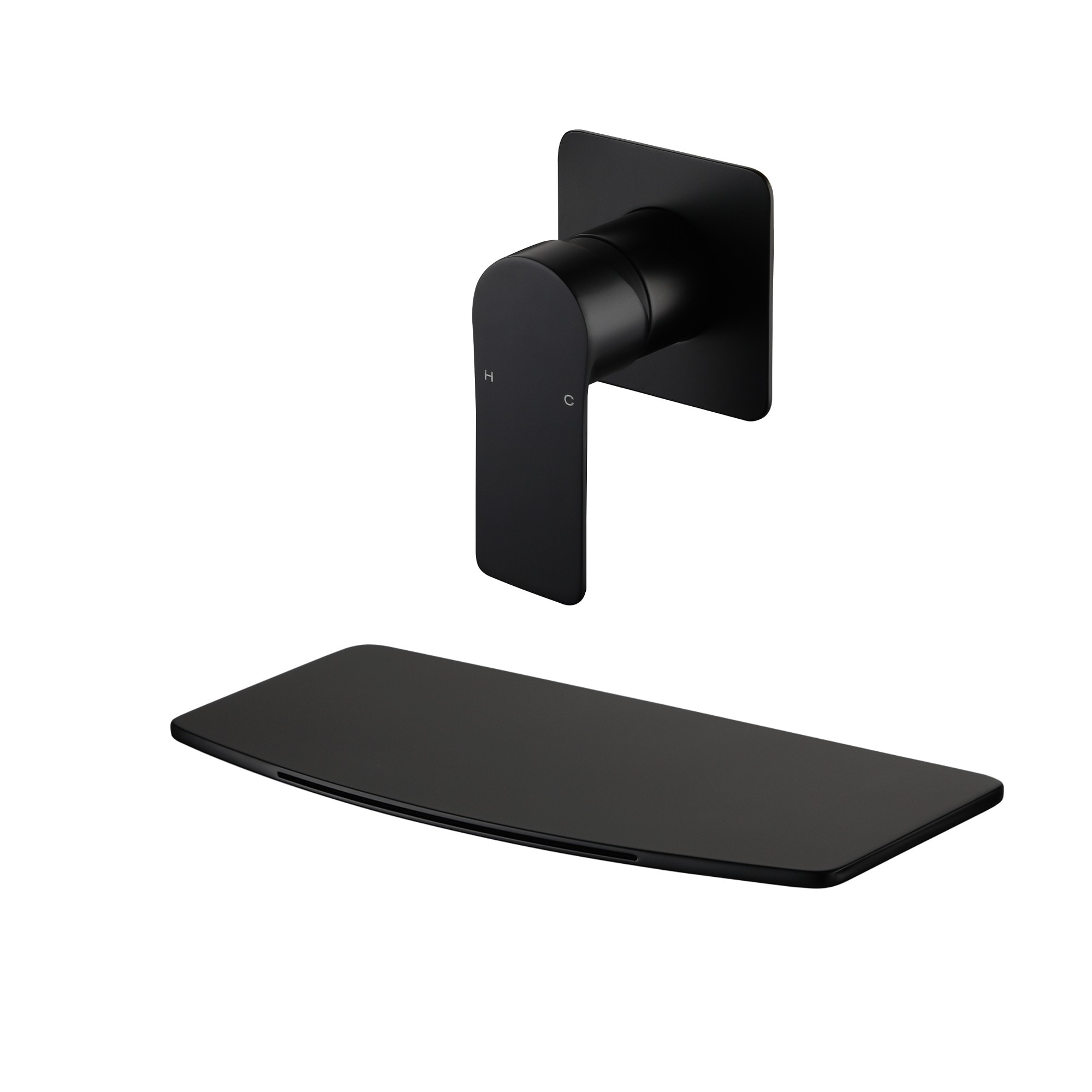CASAINC KCHS0015-10BG Waterfall Bathroom Sink Faucet 1- Handle Wall Mount Tap Matte Black Wall-mount 1-handle Low-arc Residential Handle Bathroom Sink Faucet