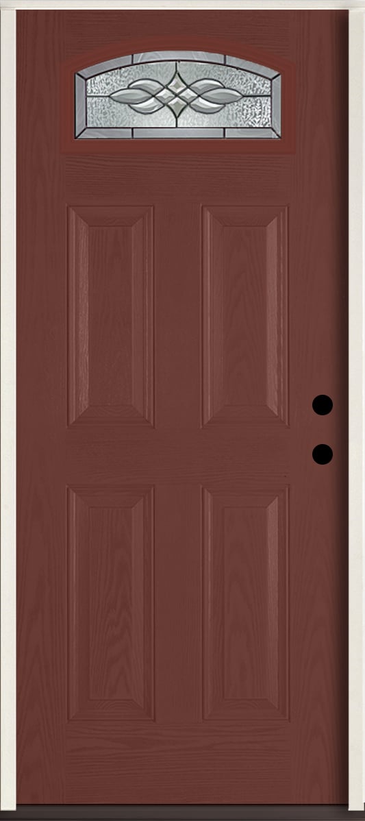 RELIABILT LO841731 Hampton 36-in x 80-in x 4-9/16-in Fiberglass 1/4 lite Left-hand inswing Wineberry Stained Prehung Front Door Insulating core