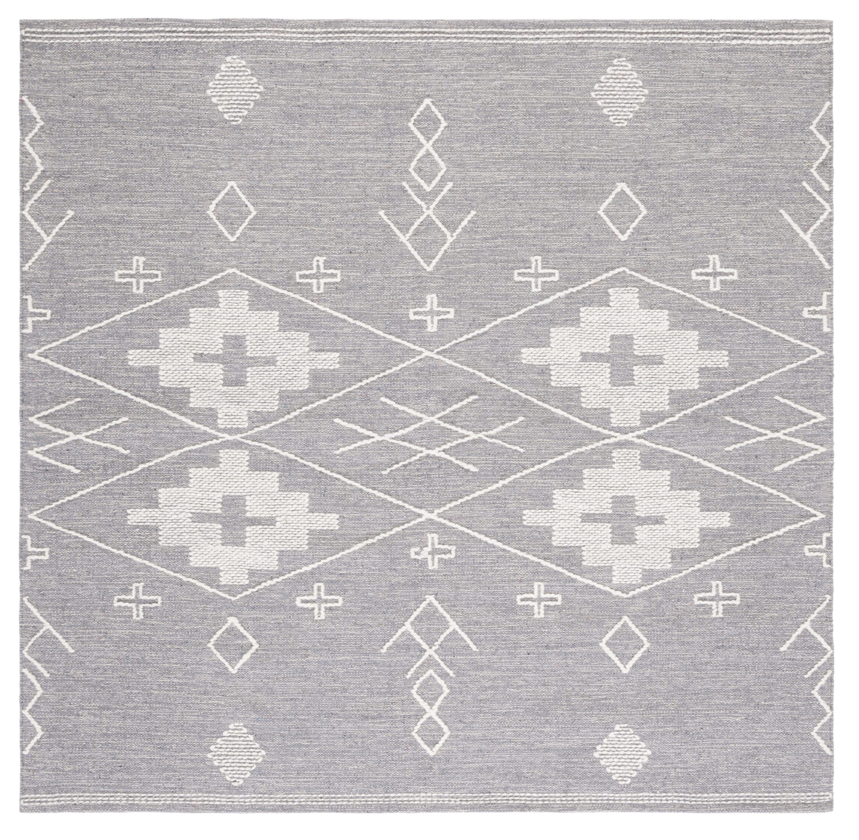 Safavieh KLM851F-6SQ Kilim Fabjola 6 x 6 (ft) Cotton Gray/Ivory Square Indoor Tribal Global Area rug