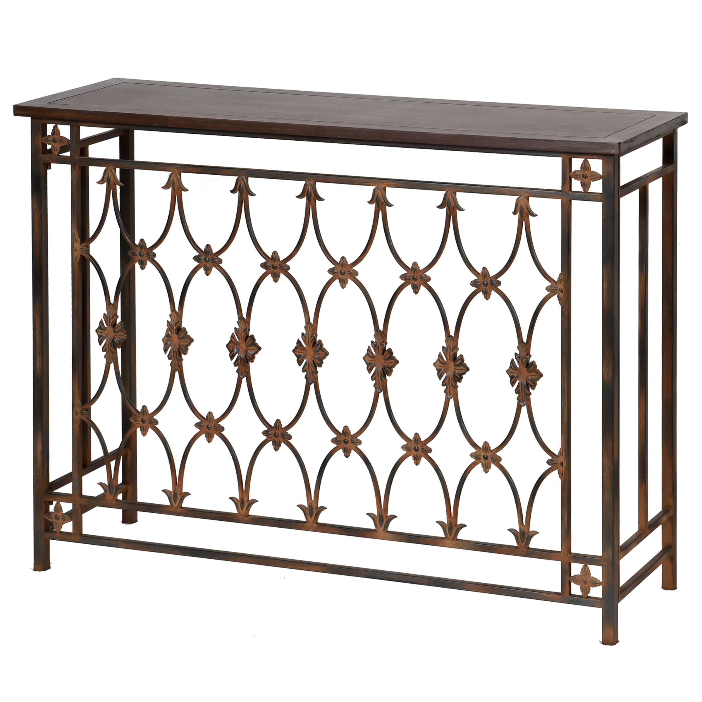 StyleCraft Home Collection AF14949DS Filagree 42-in W x 32-in H Brown Wood Rectangular Modern End Table Assembly Required