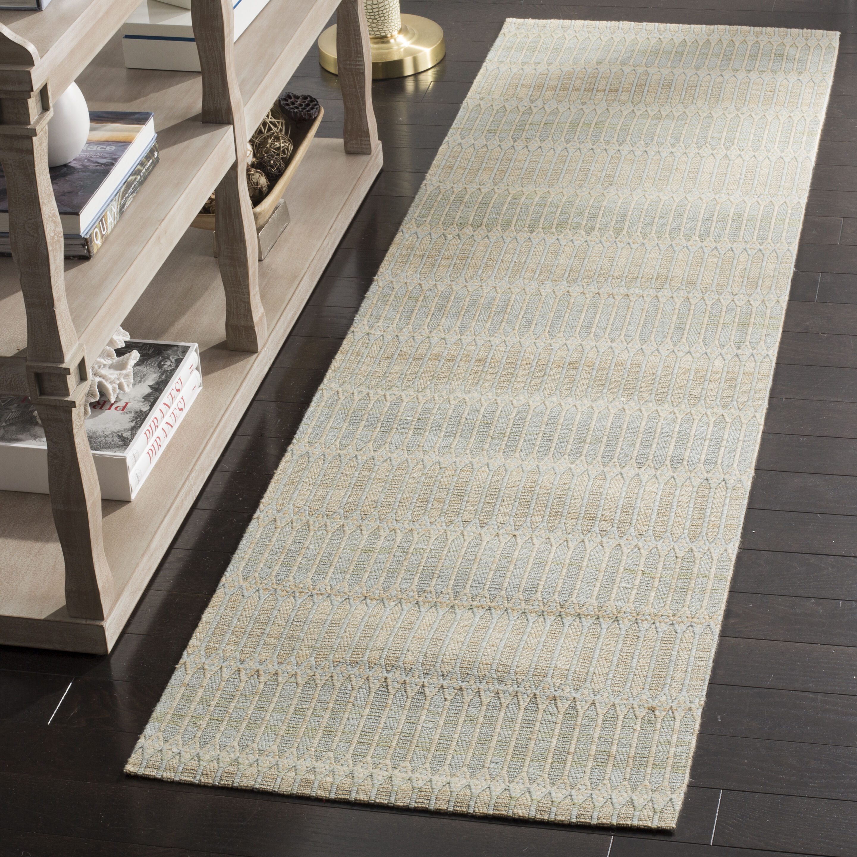  Marbella 124 Blue/Gold Contemporary 2ft-3in x 8ft Runner Rug