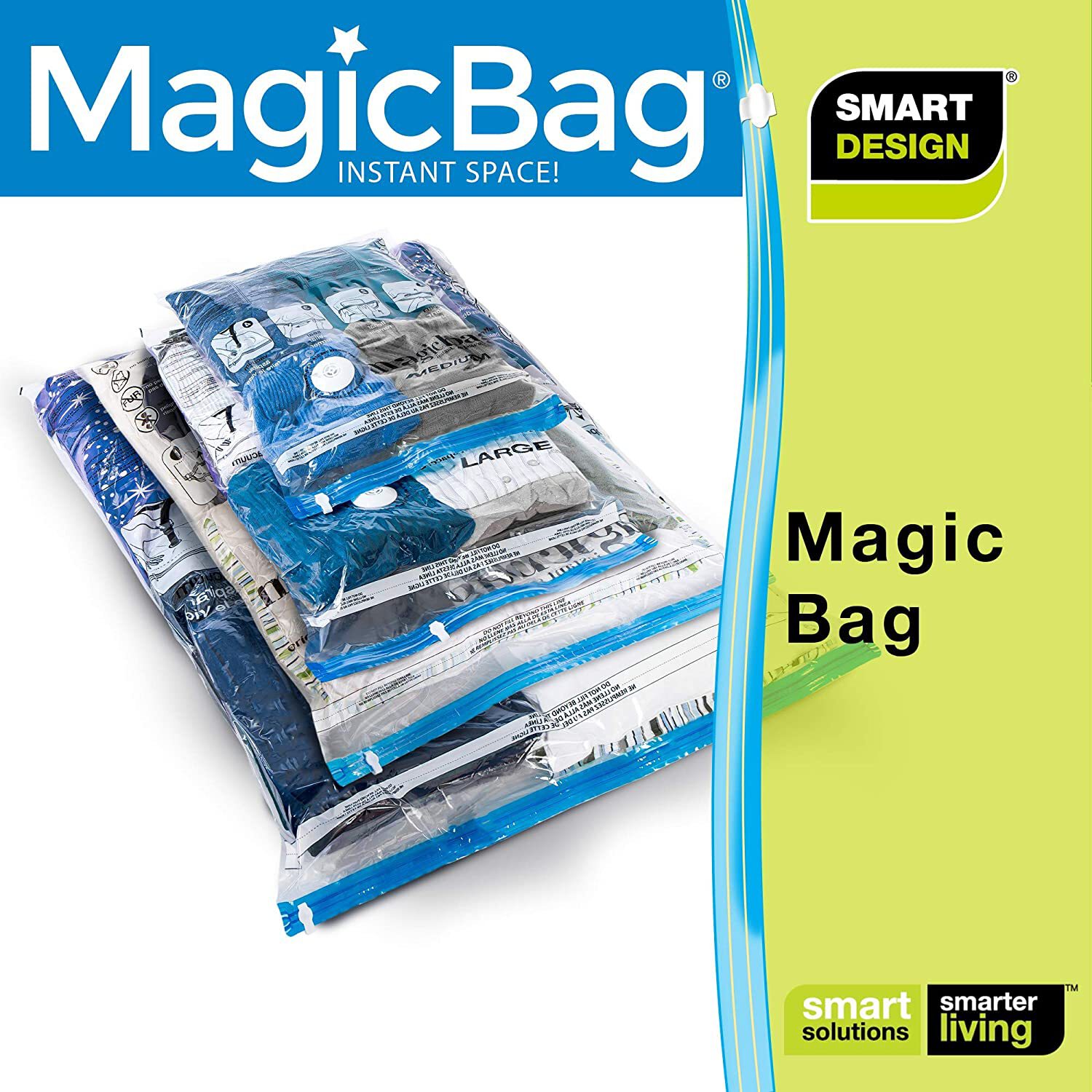 Smart Design Magic Bag Instant Space Saver 6-Pack Clear Clothes Organizer  (0.1-in x 39.35-in x 27.5-in) in the Clothing Storage Accessories  department at