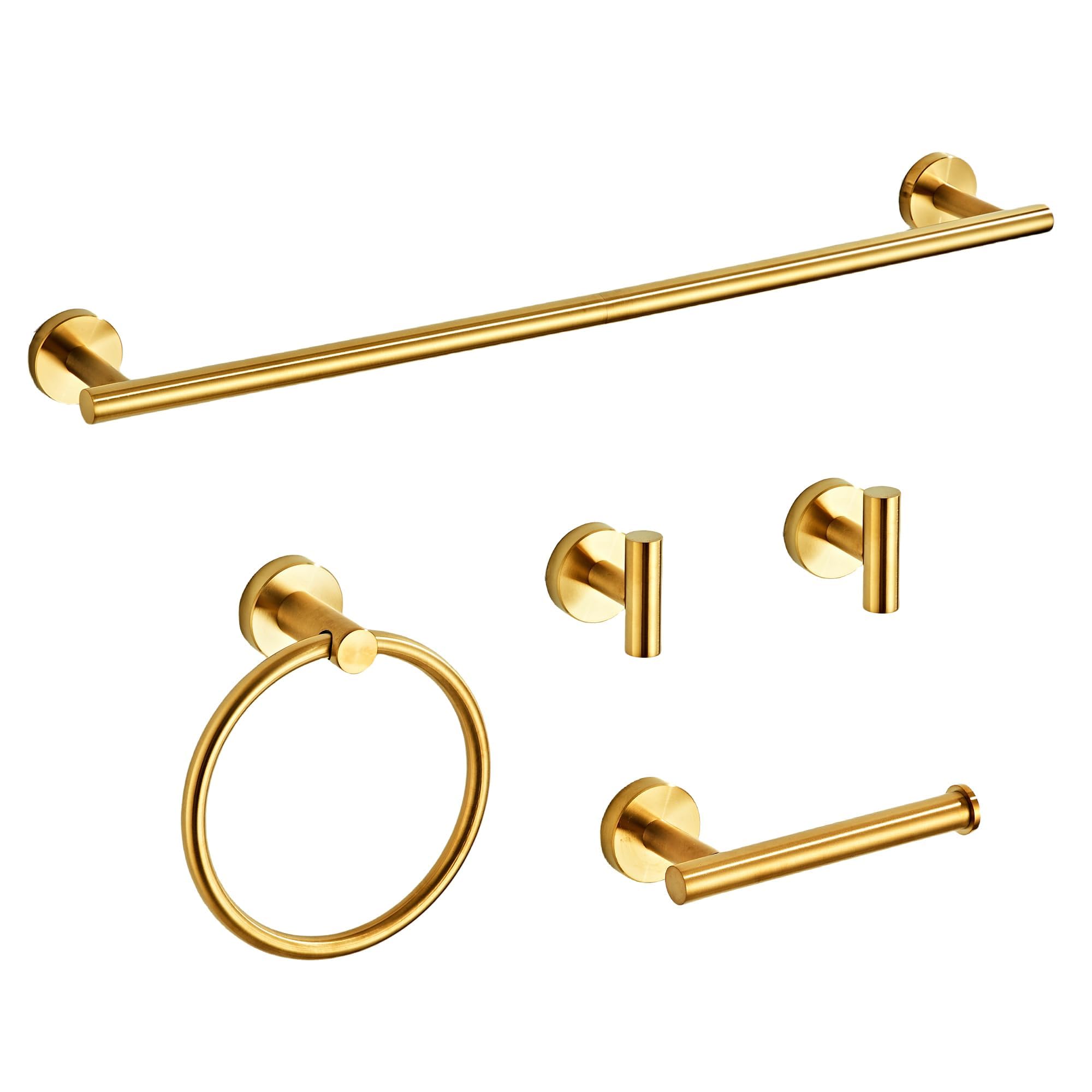 Phewnyzo Brushed Dark Gold Bathroom Hardware Set 5 Piece with 24 Inch ...