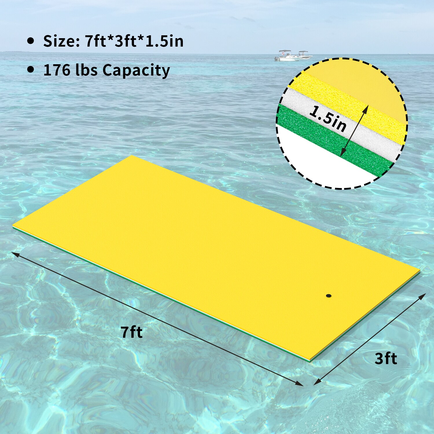 RaDEWAY 84-in x 36-in 2-Seat Yellow&White&Green Foam Raft S0030107-YEGR ...