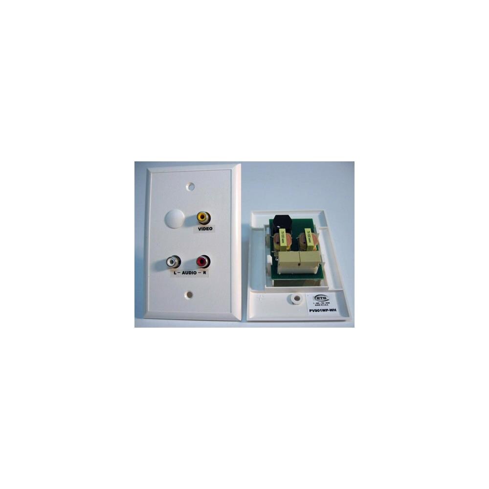  TCNCD340609 Energy Transformation Systems ETS-AV901WPIY Cat5 Wall Plate with RCA Video and Stereo RCA Audio- Ivory