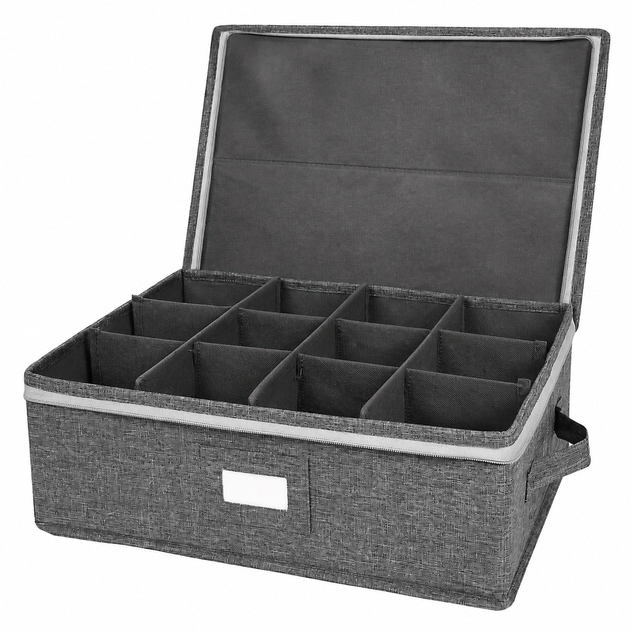Aoibox  Cup and Mug Storage Box with Zipper Lid 12 Compartment Hard Shell Organizer Chest for Coffee Mugs Tea