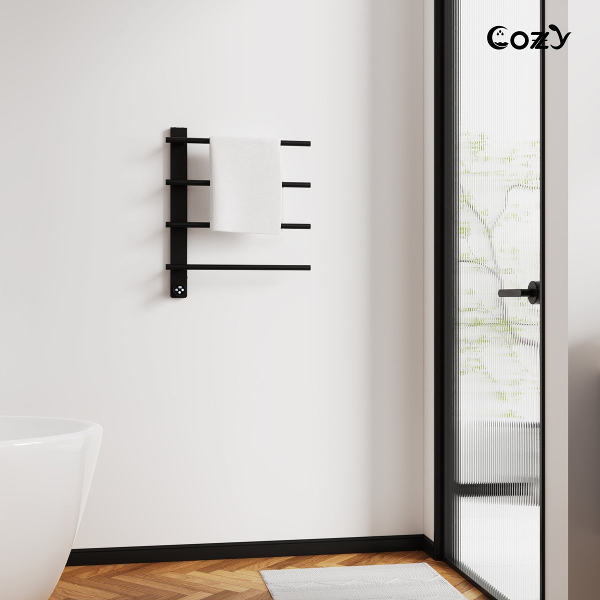 Cozy  Matte Black Plug in or Hardwired Wall mount Towel Warmer 3.2-in x 20.5-in x 24.5-in