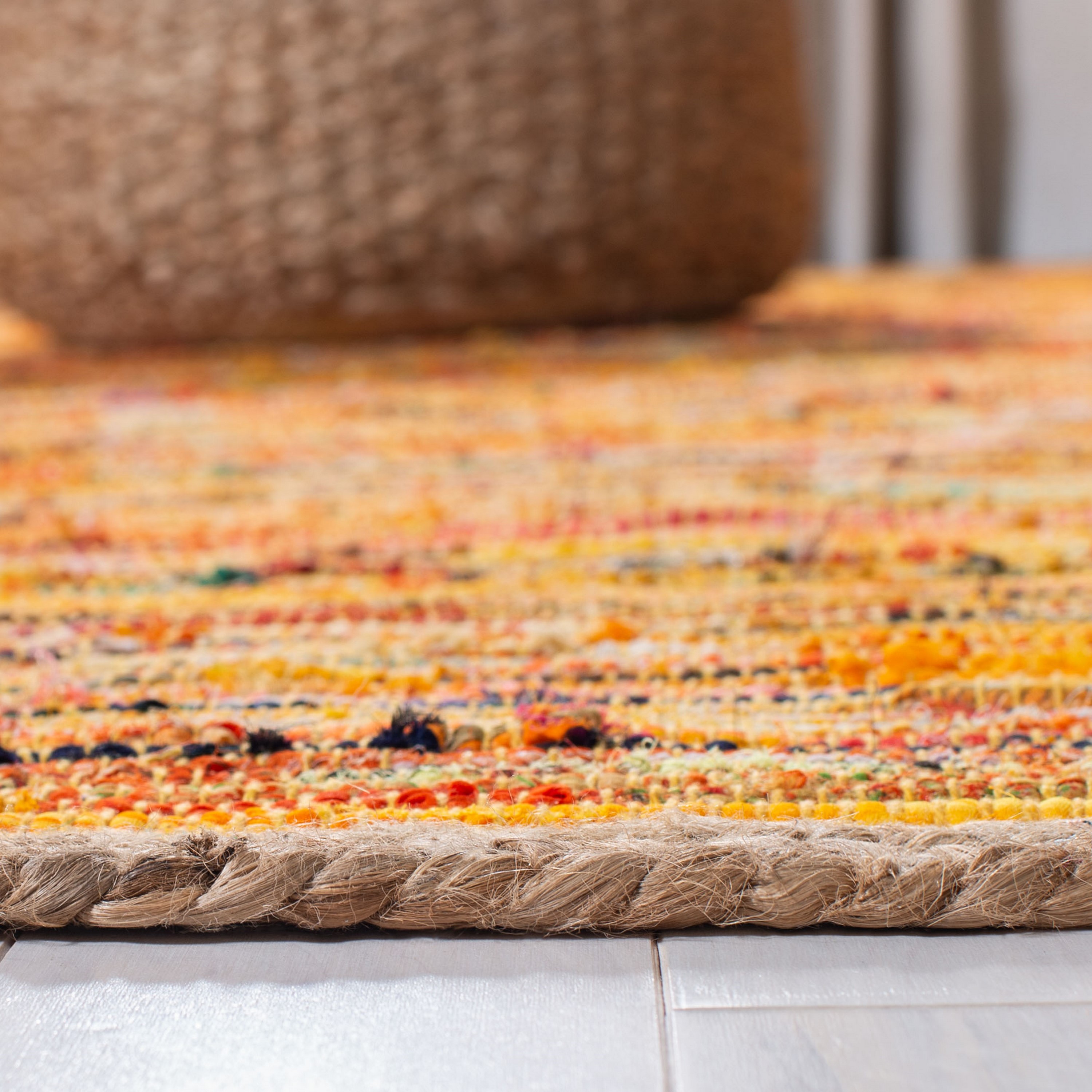 Montauk Gold and Natural Handwoven Cotton Rug 3' x 5'