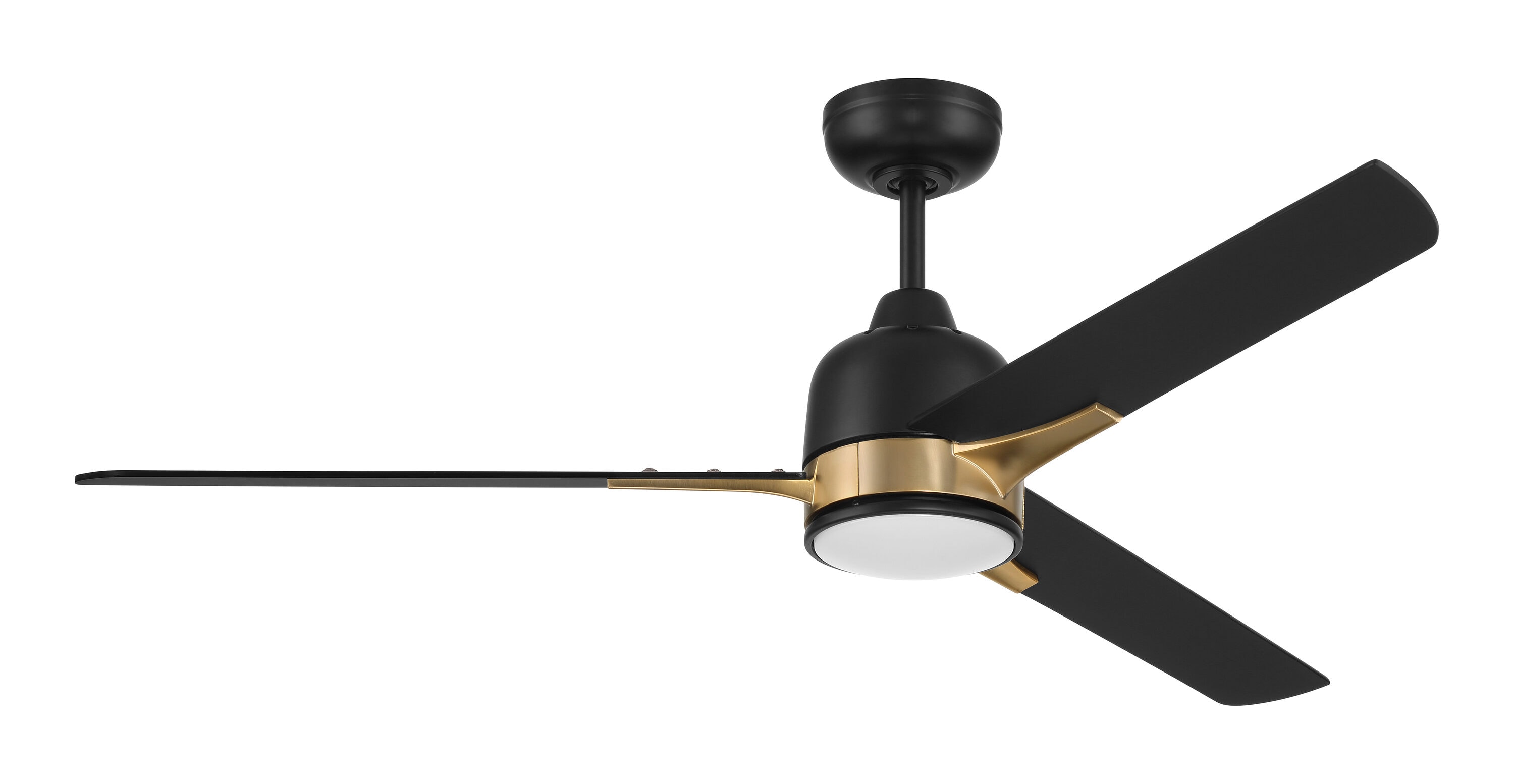 Craftmade FUL52FBSB3 Fuller 52-in Flat Black/Satin Brass with Flat Black Blades Ceiling Fan With Light ( 3 -Blade )