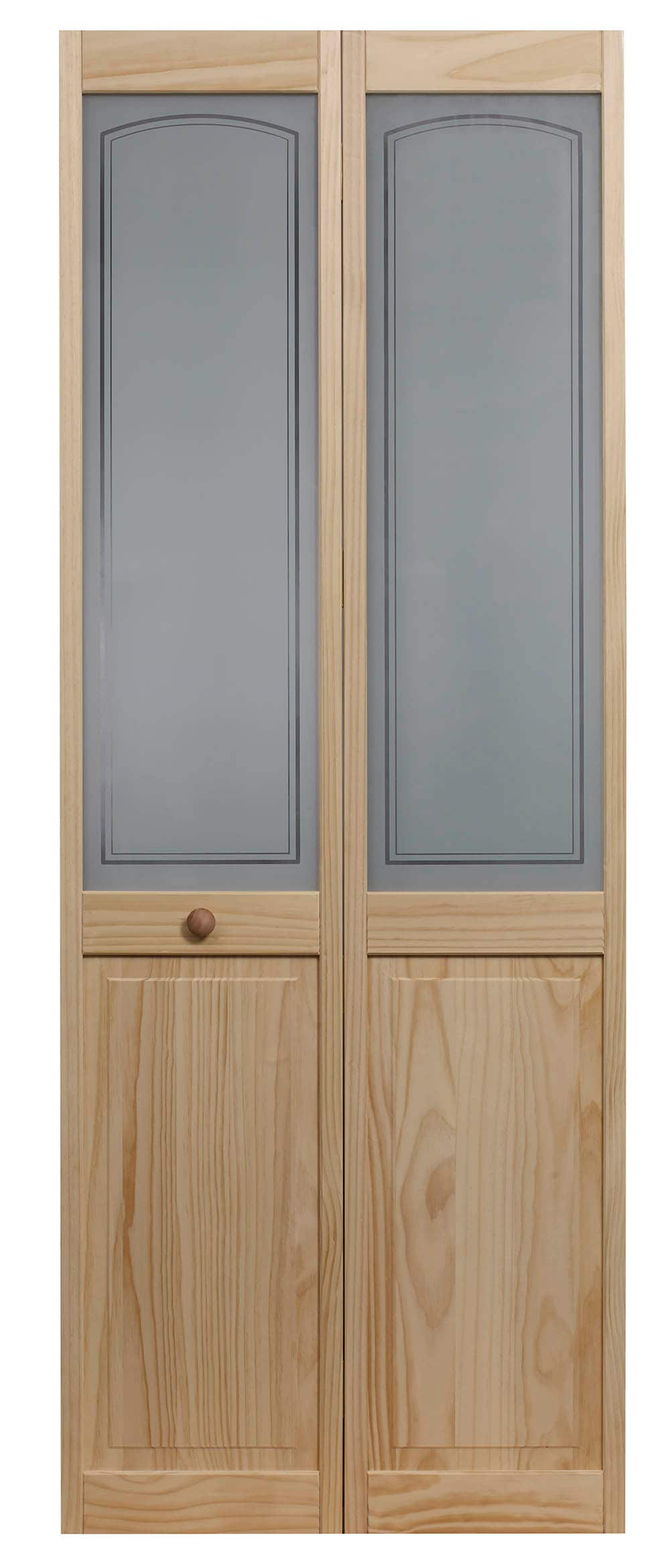 Pinecroft Mezzo 36-in X 80-in Pine Wood 2-panel Square Frosted Glass ...