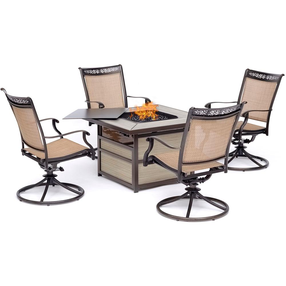 Hanover FON5PCSQSW4FP Fontana 5-Piece Patio Conversation Set with Tan