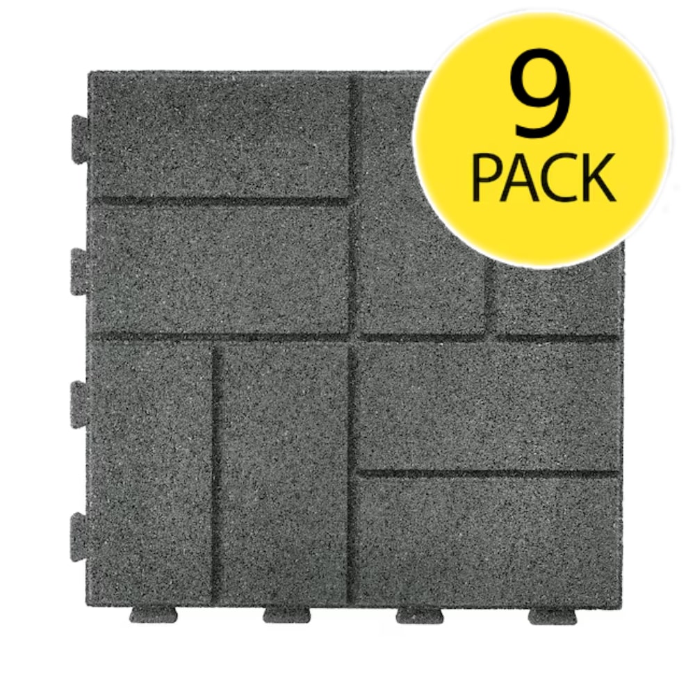 GroundSmart DCPV16ILDG9 16-Inches L x 16-Inches W x 0.625-Inches H Square Gray SmartLoc Rubber Paver Multi-pack