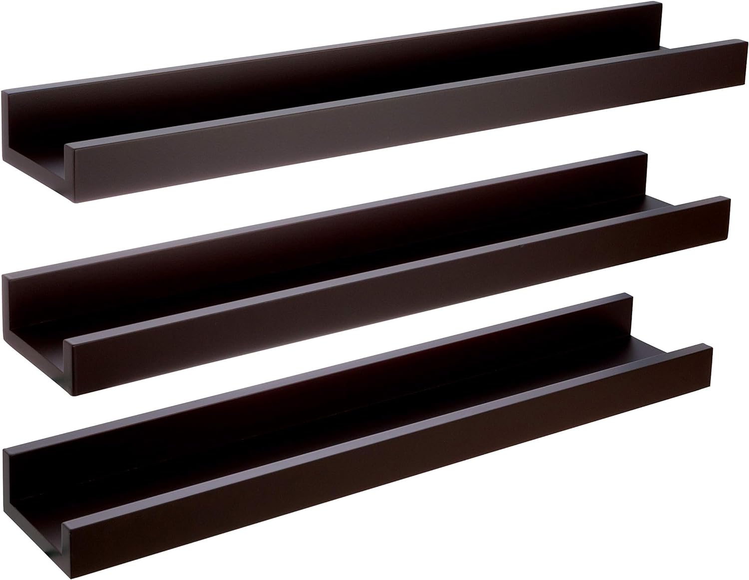 Kiera Grace FN00299-0MC 23-in L x 5-in D x 2-in H Dark Brown MDF Rectangular Tiered shelf 4 Decorative Shelves