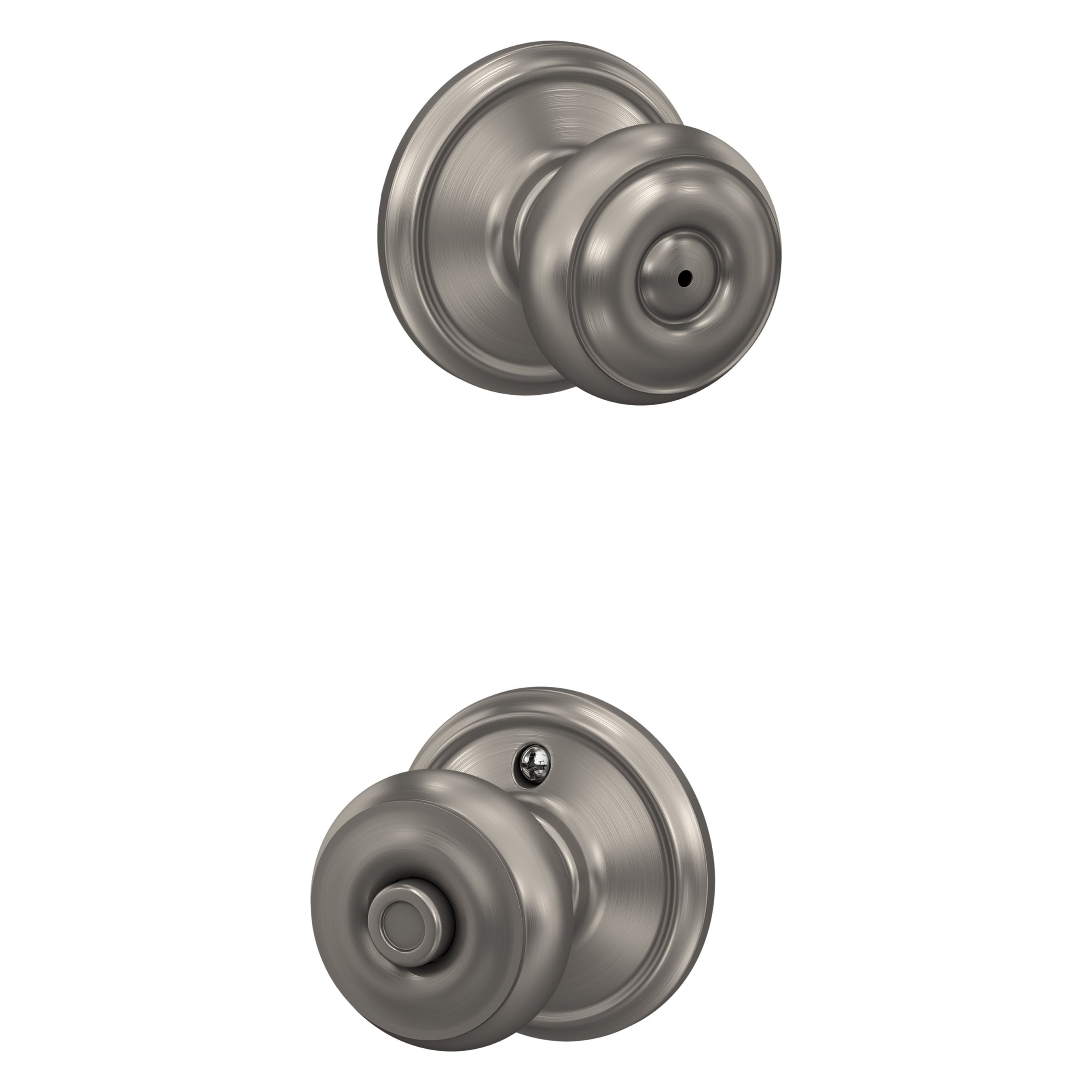 Schlage Georgian Satin Nickel Interior Bed/Bath Privacy Door Knob