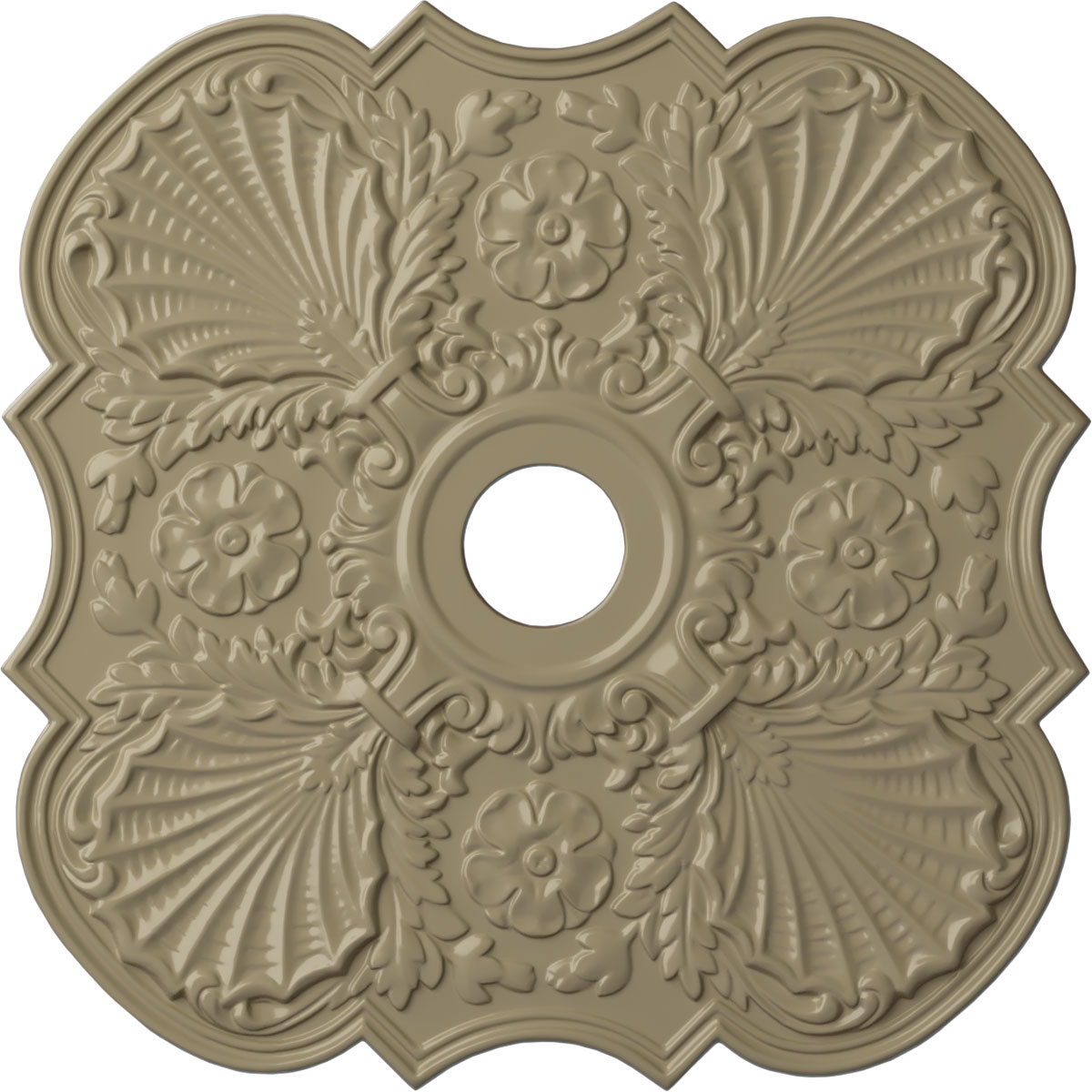Ekena Millwork CM29FWGDF Flower 29-in W x 29-in L Painted Gobi Desert Polyurethane Split Ceiling Medallion