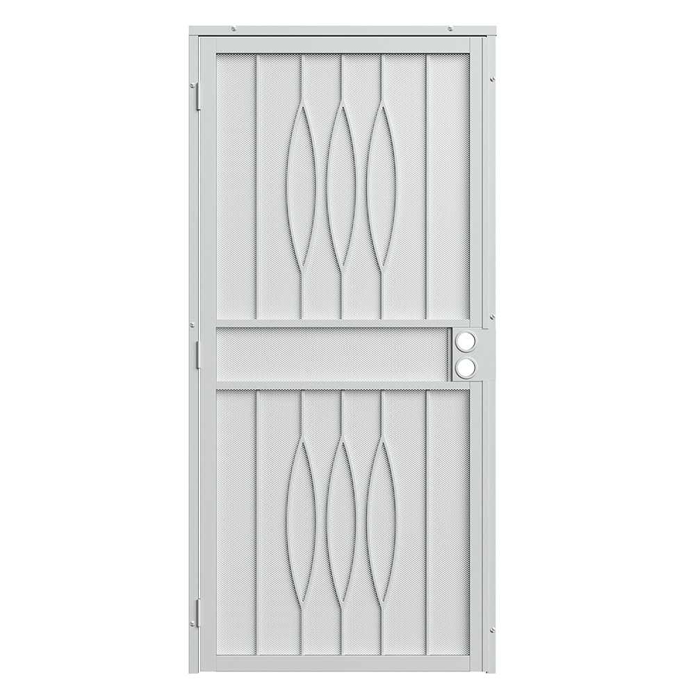 RELIABILT Luna 32-in x 81-in White Steel Surface mount Universal/Reversible Security Door with White Screen and Double bore