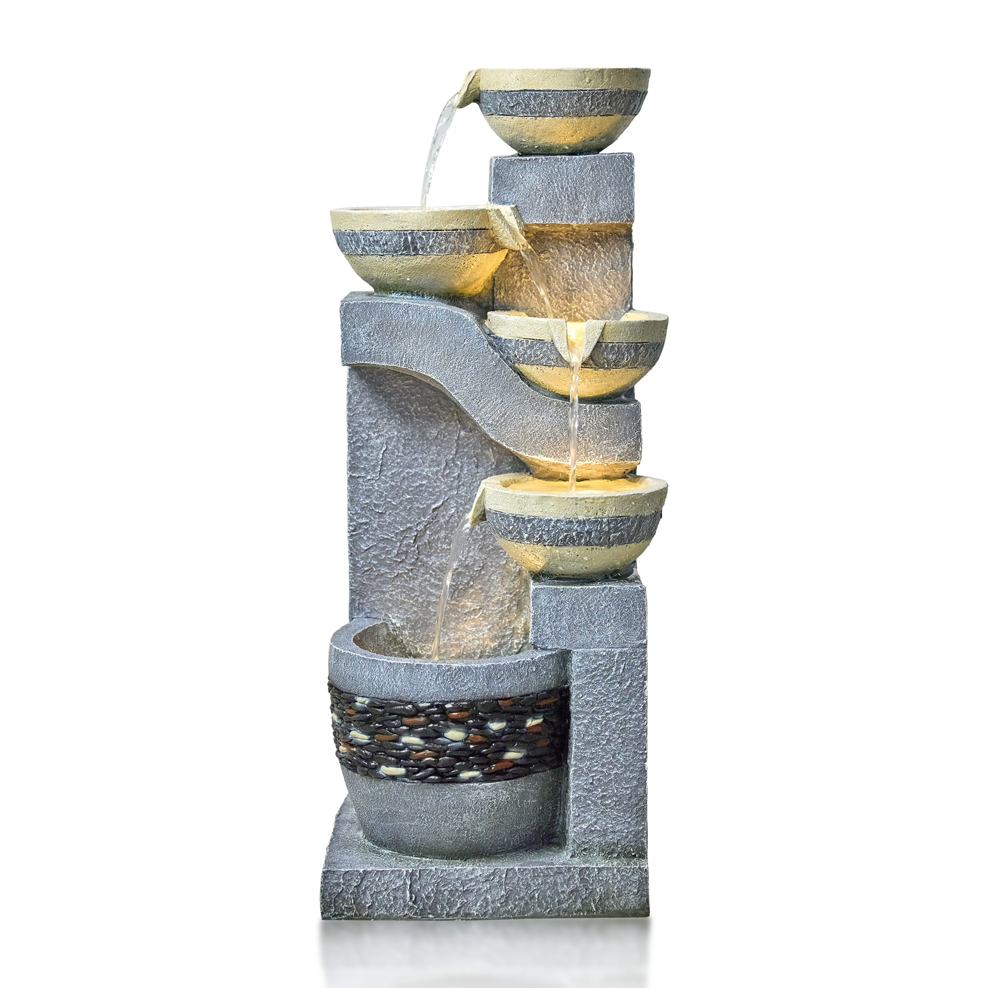 Vbal LSFF13 30.91-in H Resin Electric Powered Tiered Outdoor Fountain Pump Included