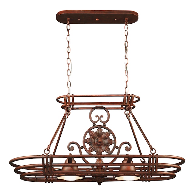Kenroy Home Dorada 15-in x 36-in Gilded Copper Lighted Pot Rack Kenroy Home Dorada 15-in x 36-in Gilded Copper Lighted Pot Rack