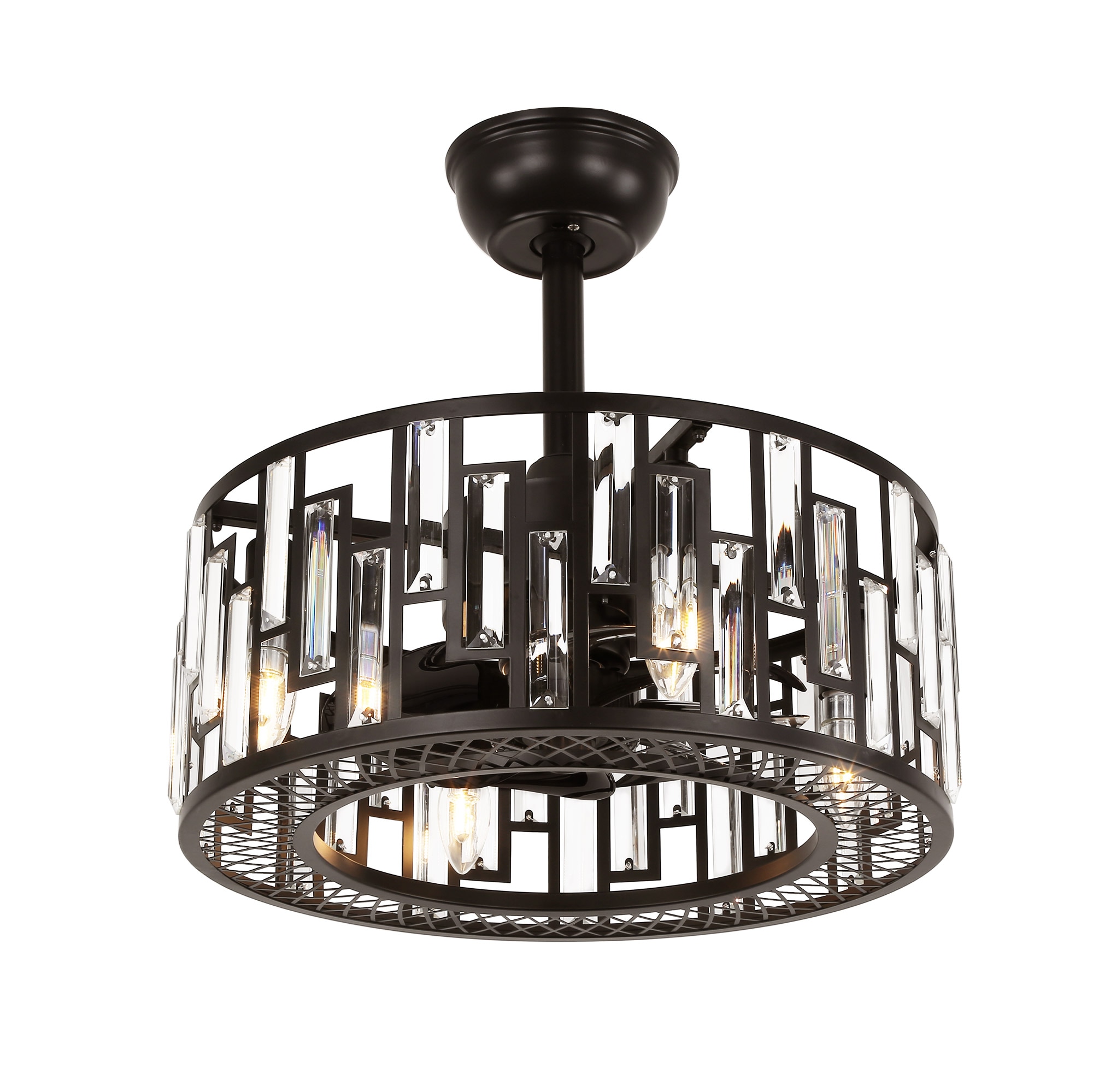 GETLEDEL CF-3502BN 18-in Oil Bronze Indoor Chandelier Ceiling Fan with Light and Remote (8-Blade)