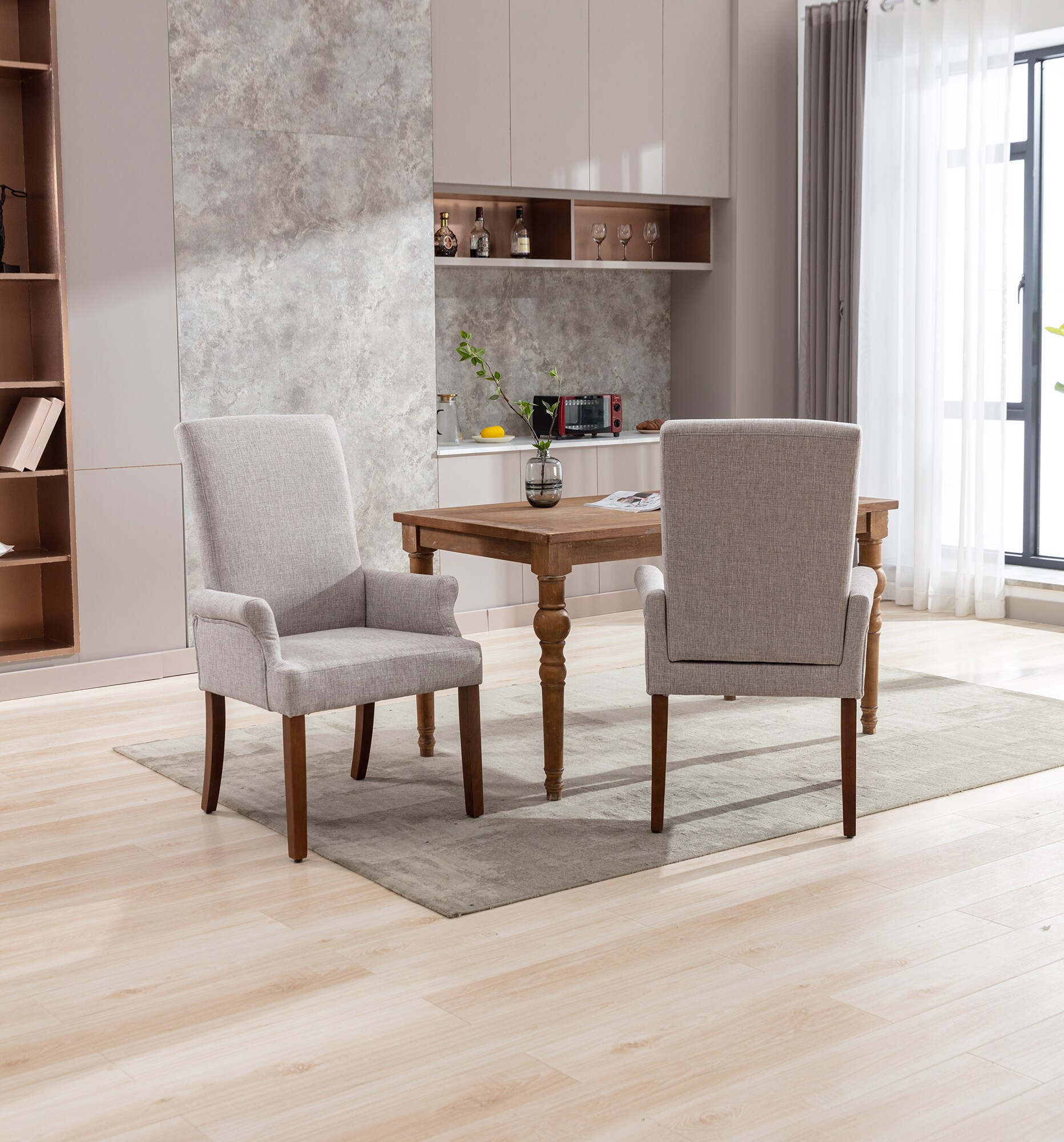 Clihome Uphostered Dining Chair Contemporary/Modern Polyester Upholstered Dining Arm Chair (Wood Frame)