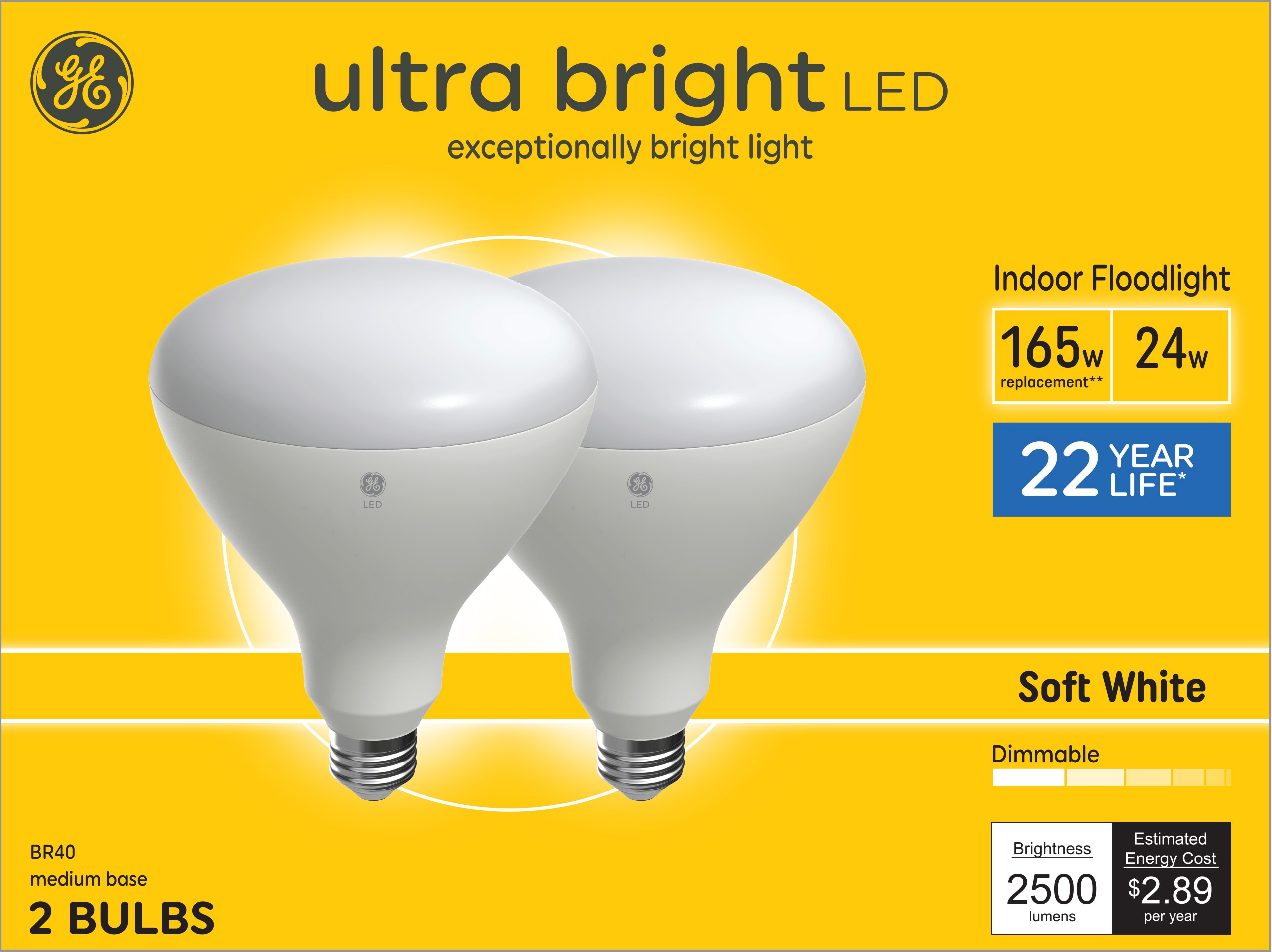 GE Ultra Bright 165-Watt EQ BR40 Soft White Medium Base (e-26