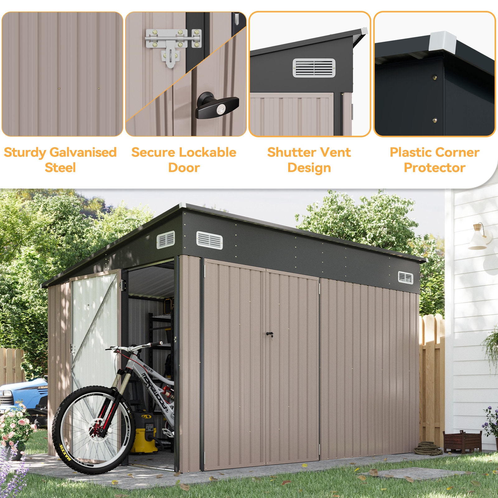 AOXUN 10-ft x 8-ft Economy Series Galvanized steel Metal Storage Shed ...