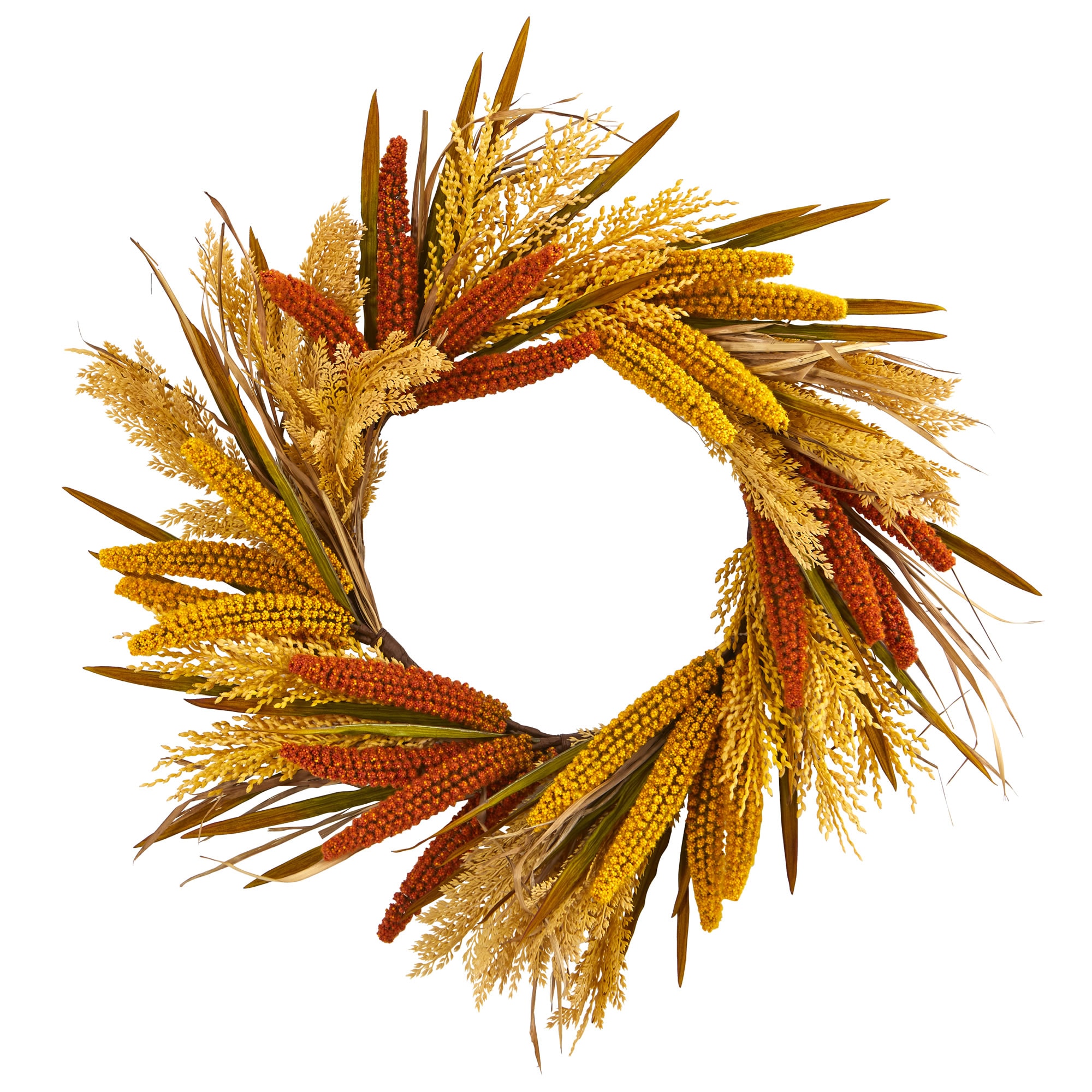 Nearly Natural 4278 2-ft 25-in Leaves Artificial Wreath
