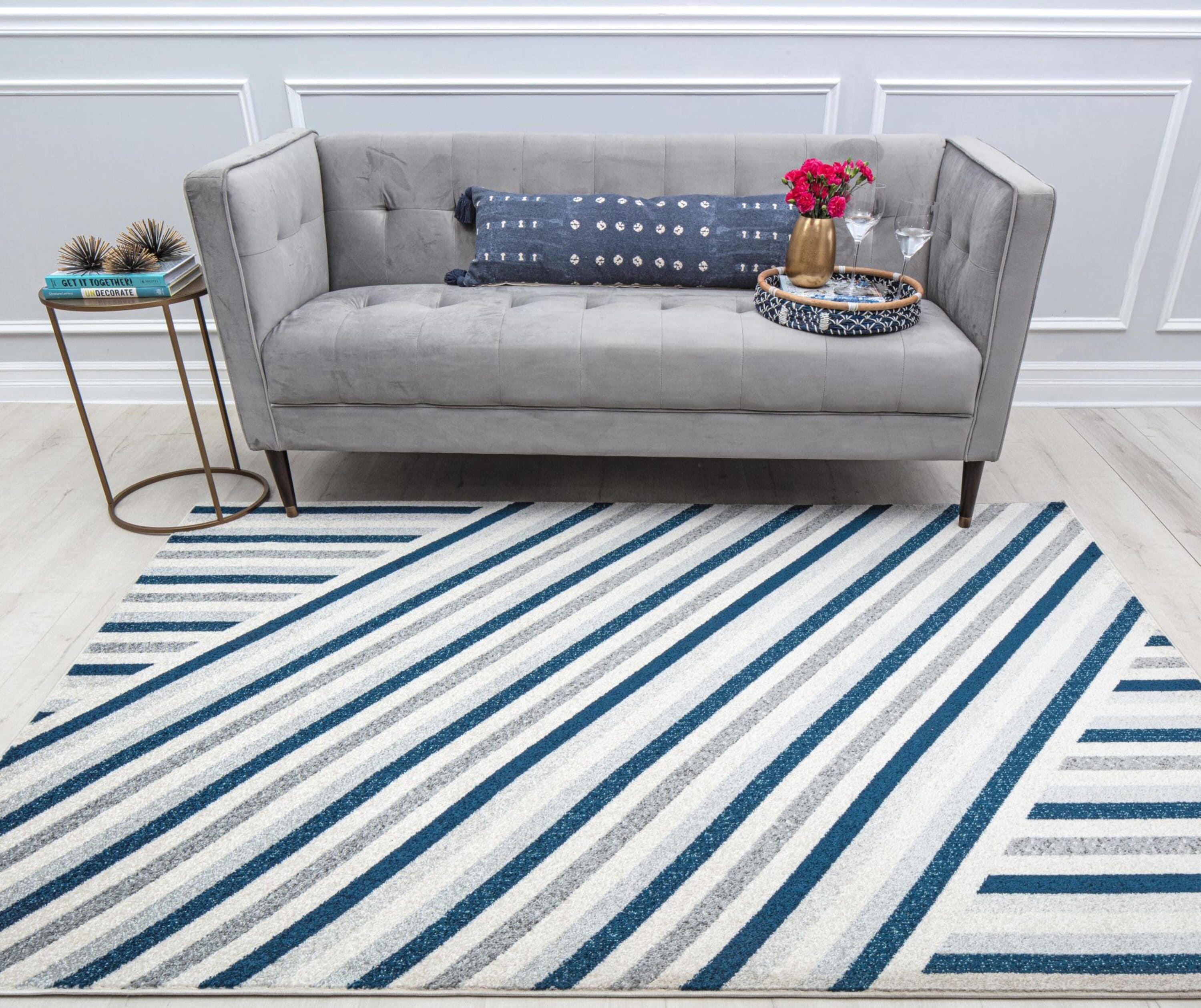 Rugs America 32138 Callum 2 x 4 (ft) Loomed Polypropylene Beveled Blue Rectangular Indoor Geometric Area rug