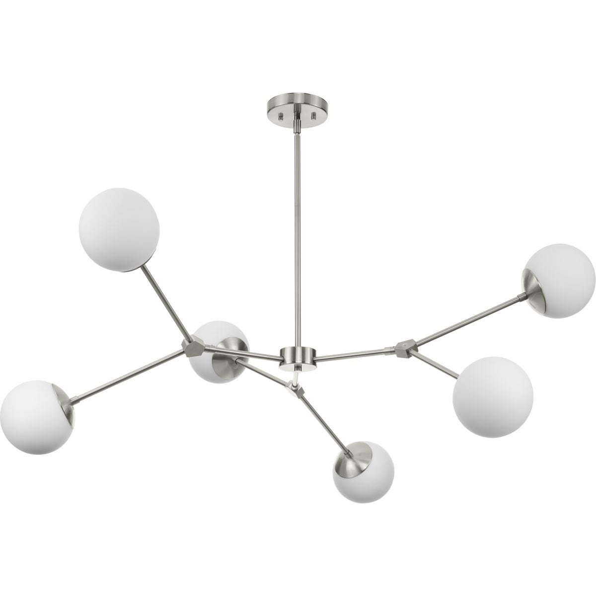 Haas Brushed Nickel 6-Light Chandelier with Opal Glass Globes