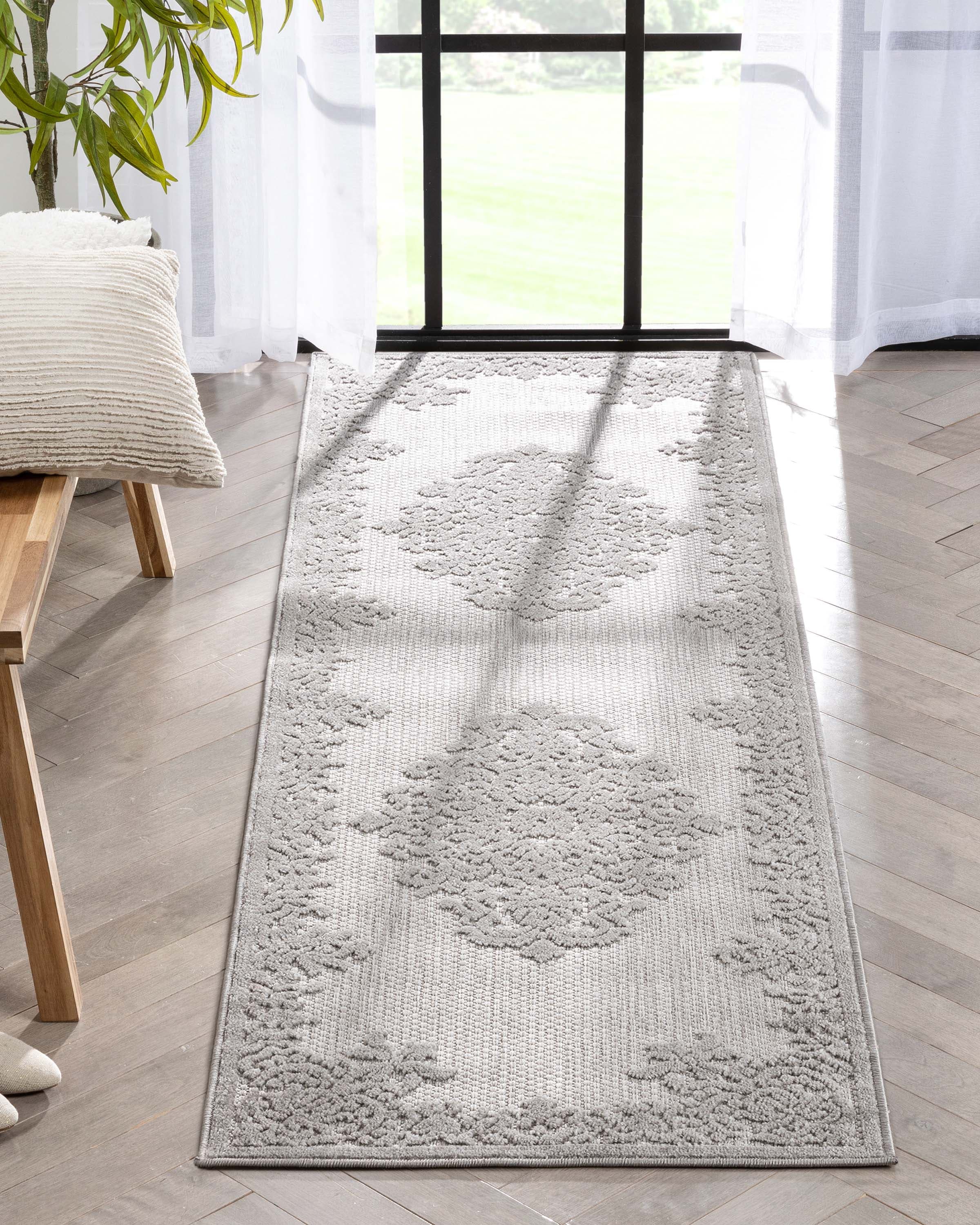 Well Woven DO-507-2 Dorado 2 x 8 (ft) Loomed Polypropylene Grey Rectangular Indoor/Outdoor Medallion Persian Runner rug