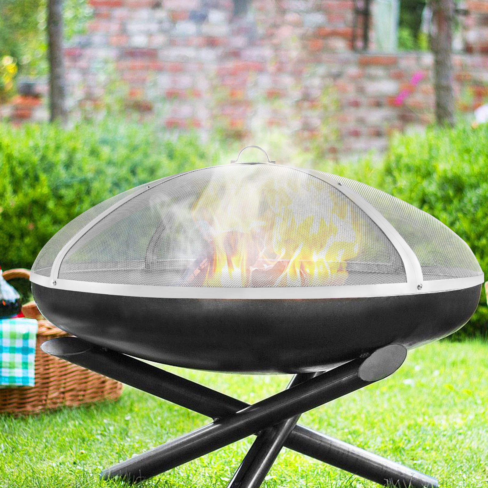 VEVOR Fire Pit 36-in Silver Round Firepit Cover HKWZ201BXGYX86QBAV0 at ...