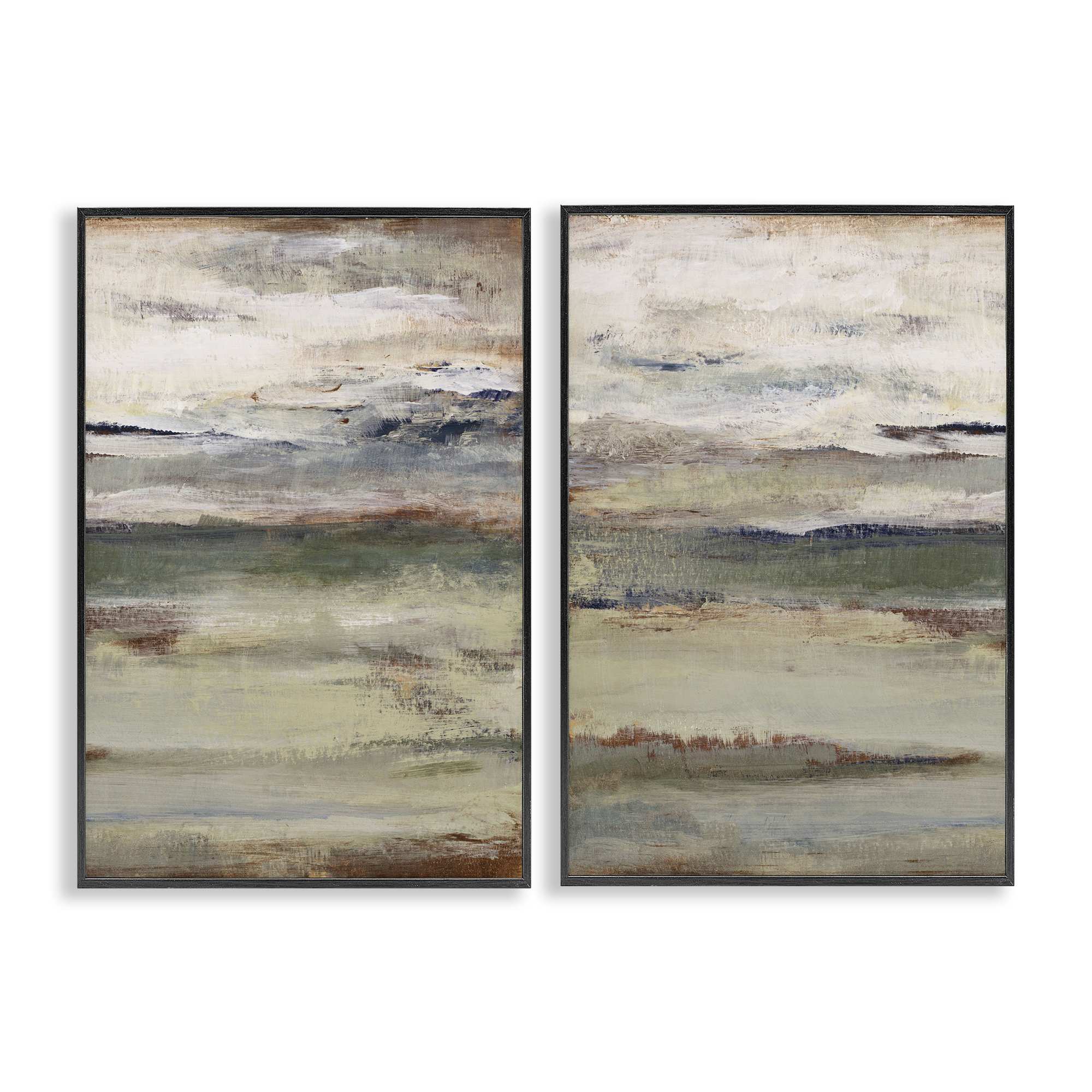 Stupell Industries B2-817-FR-2PC-12X18 Earth's Layers Neutral Abstract 2pc Framed Giclee Set design by Lanie Loreth