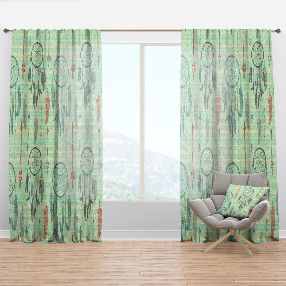 Designart CTN18915-52-108 108-Inches Blue Abstract Room darkening Thermal lined Rod pocket Single curtain panel