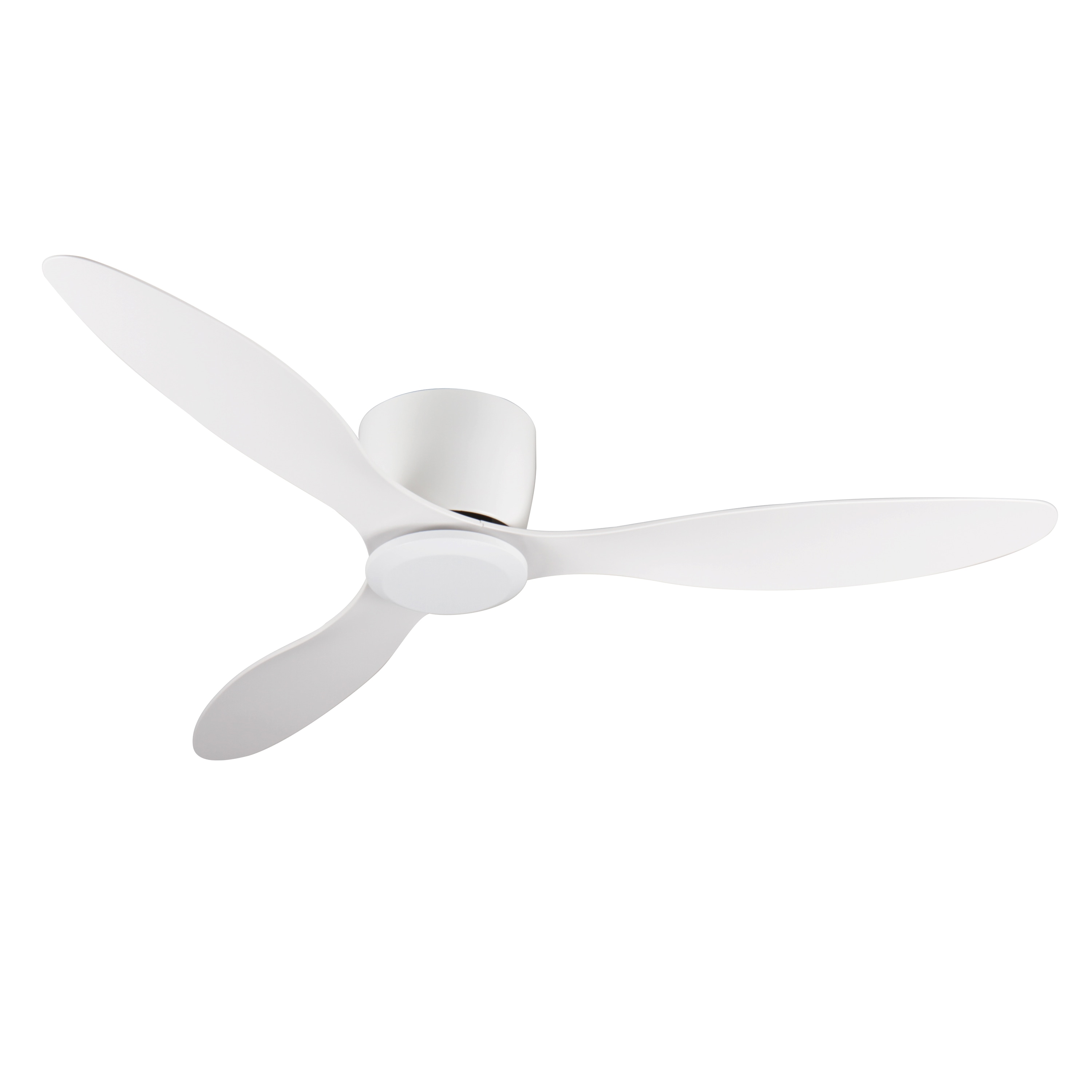Bybafun YB5700108 52-in Flush Mount White with ABS Blades Ceiling Fan Without Light - Remote Included ( 3 -Blade )