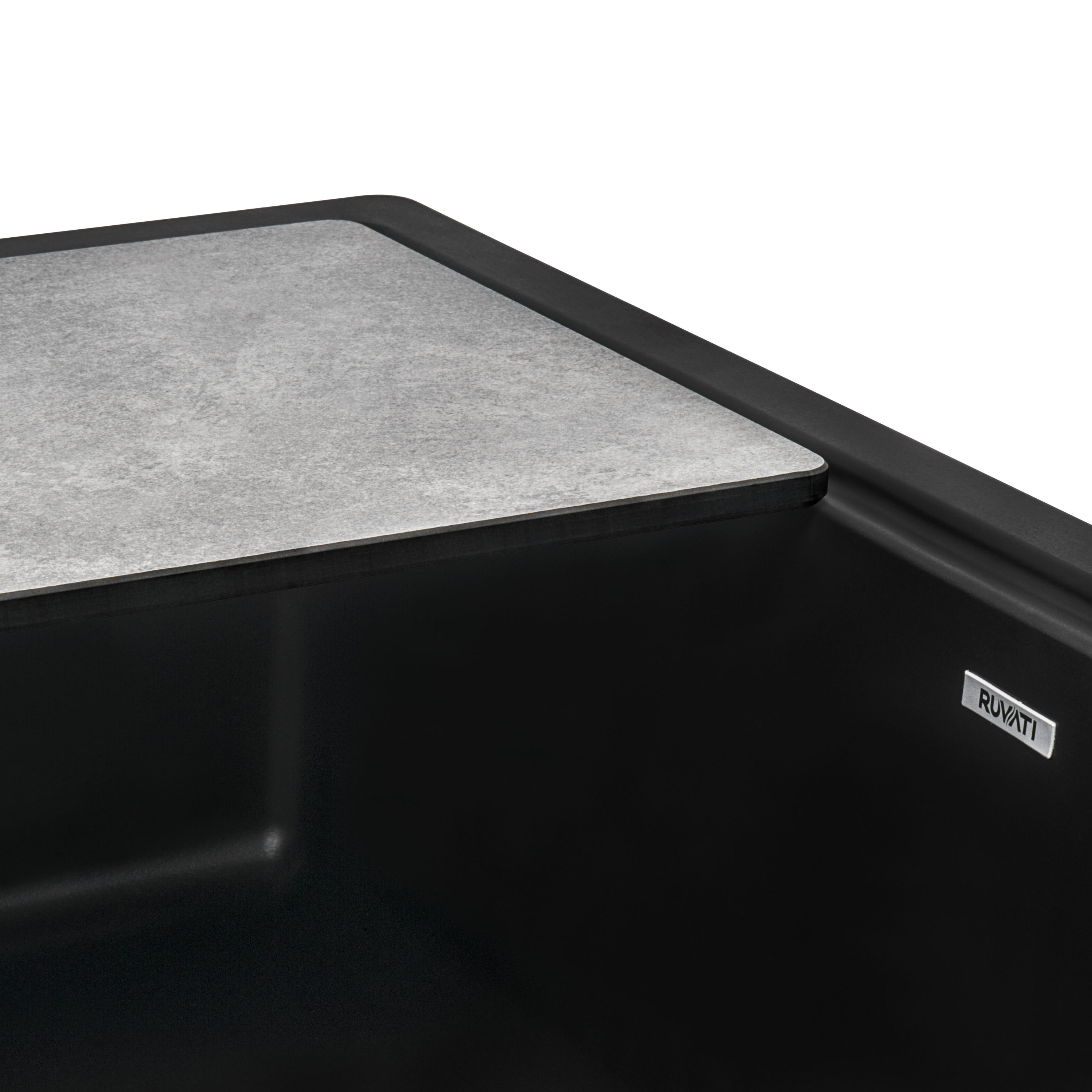 Midnight Black Granite Farmhouse Workstation Sink with Accessories