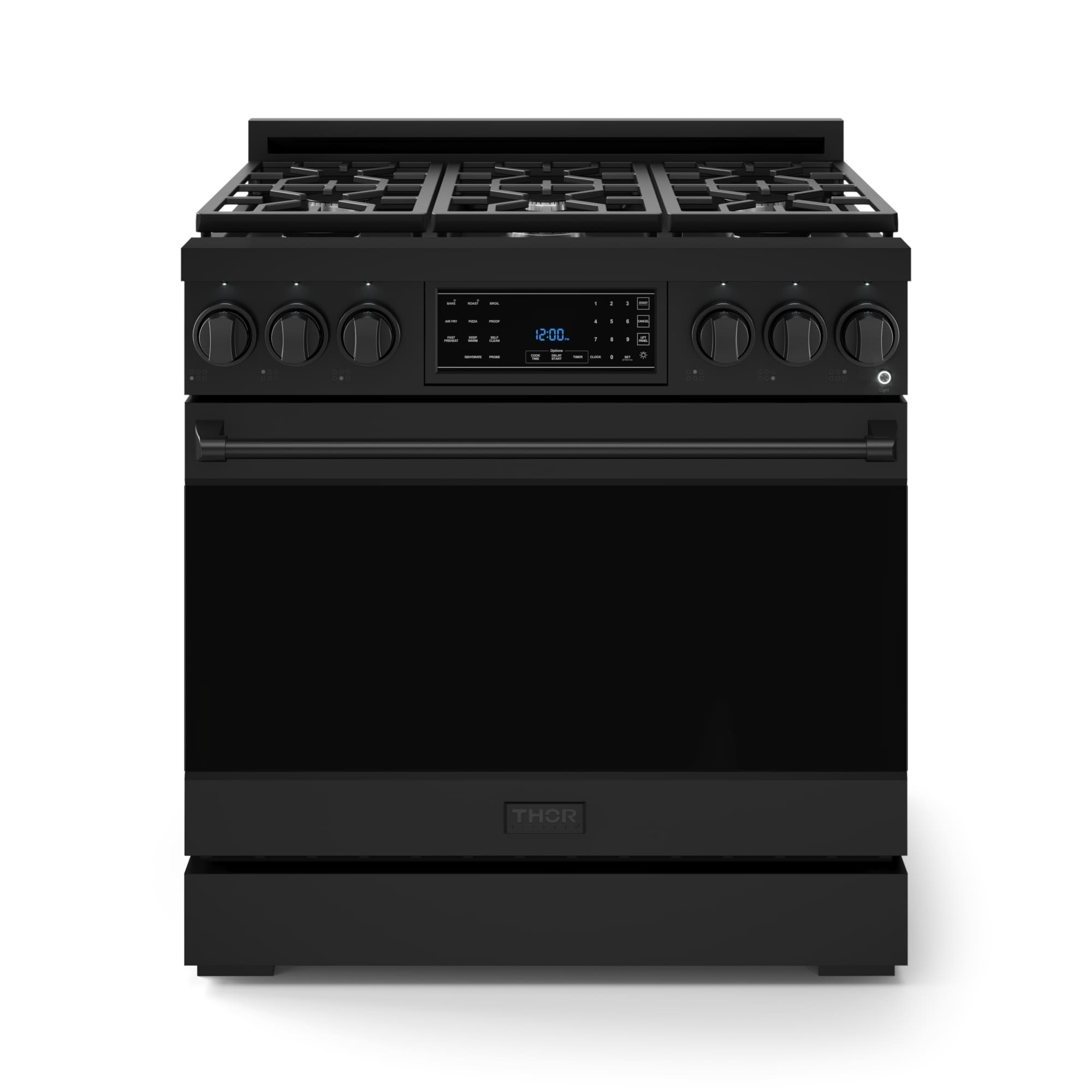 Thor Kitchen Gordon Ramsay 36-in 6 burners 6-cu ft Air Fry Convection Oven Freestanding Liquid Propane Gas Range ( Matte Black )