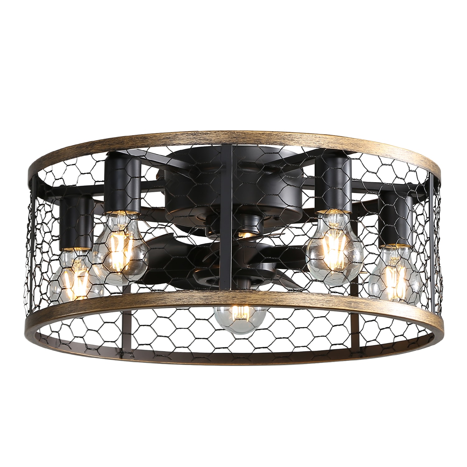 Yardreeze KBS-W20K002B 20-in Integrated LED Black with Black Blades Cage Plug-in Ceiling Fan With Light and Remote ( 7 -Blade )