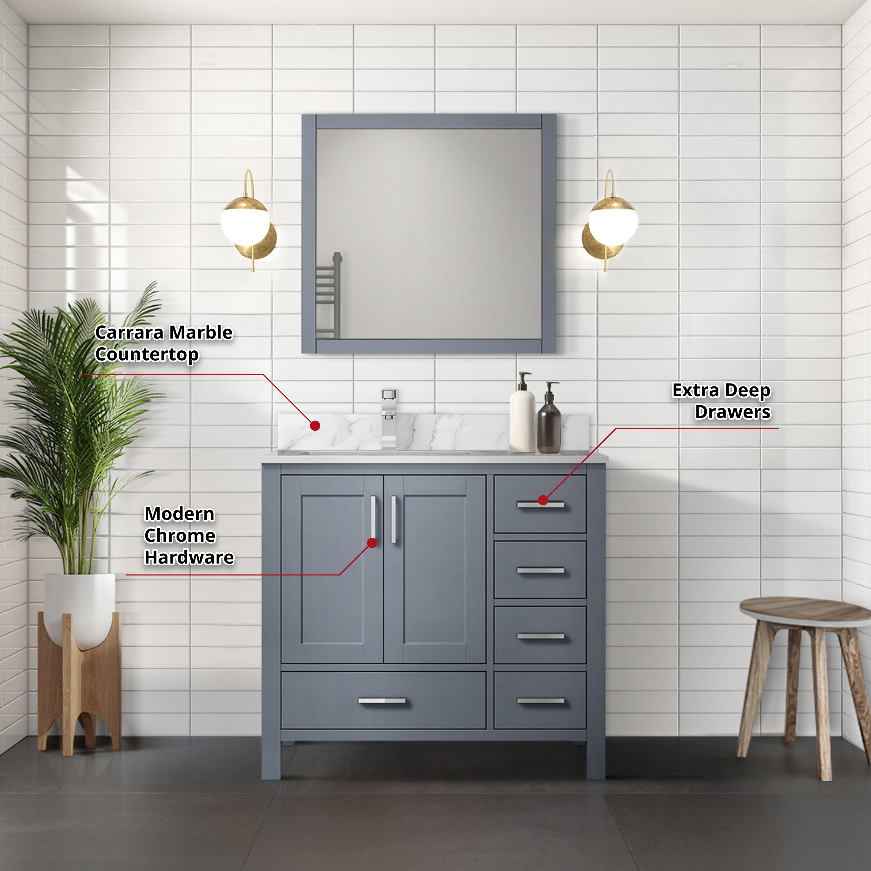 Lexora LJ342236SBDSM34L Bath-Vanity-Combo - View #7