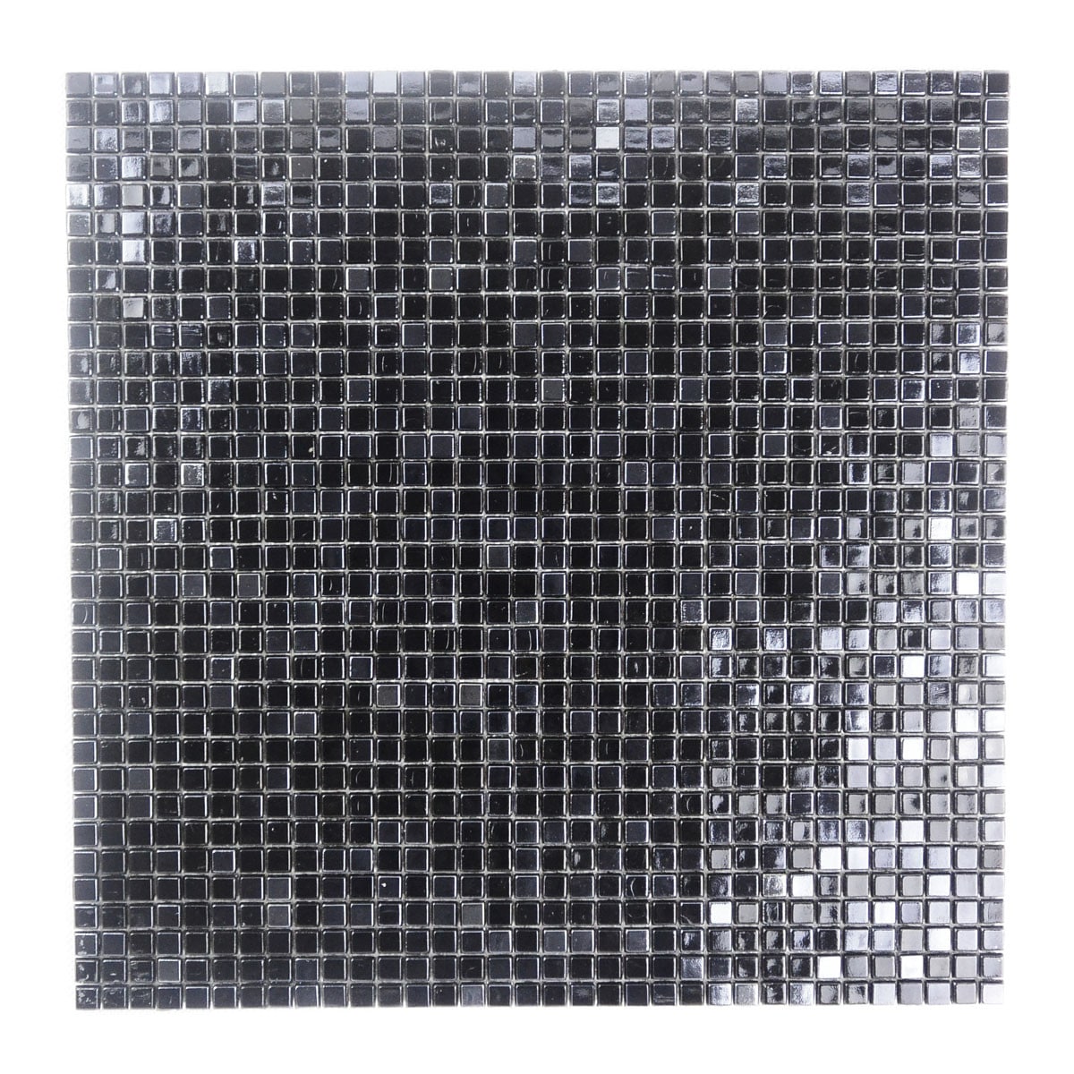 Abolos LWSRES0306-AN[L] Galaxy Black Glossy 12-in x 12-in Iridescent Glass Patterned Mosaic Floor and Wall Tile ( 16-sq ft Carton )