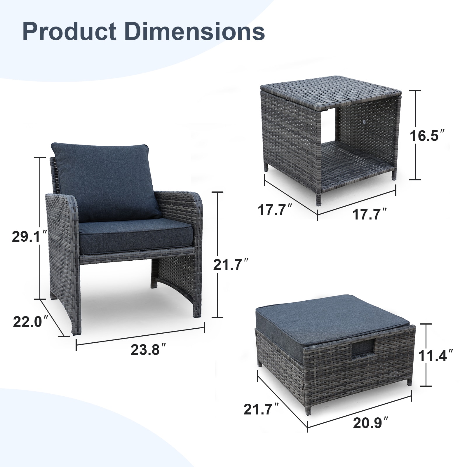 CASAINC WFEHAC-01-WH-2S Patio-Conversation-Sets - View #7
