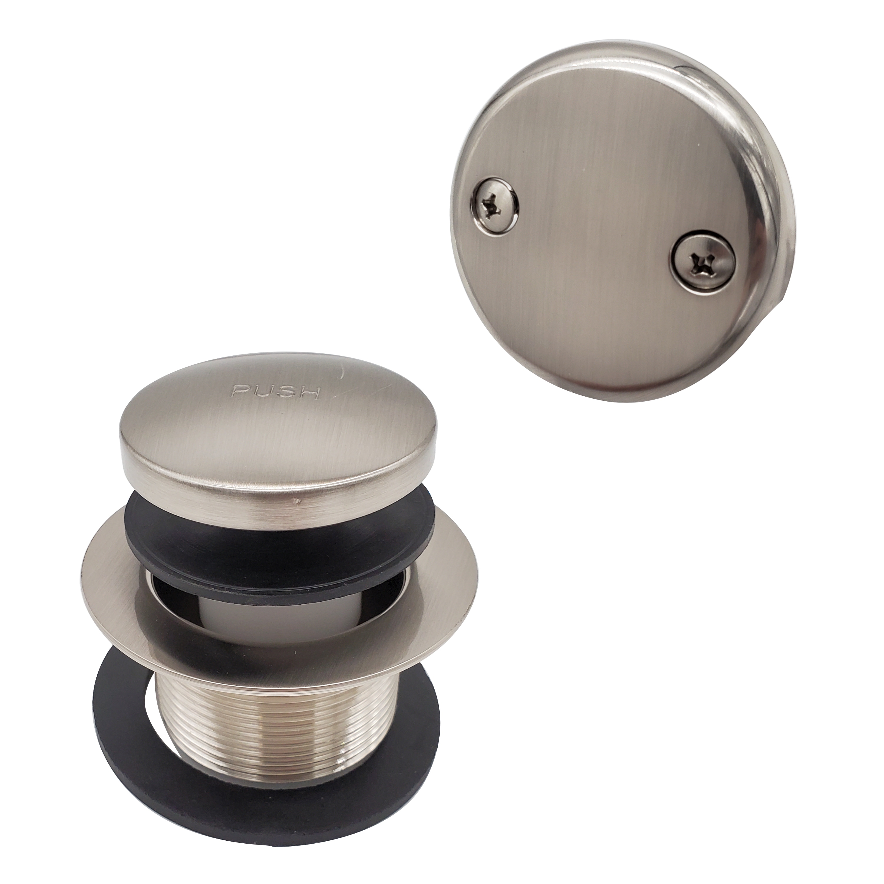 WESTBRASS D93-2-07 Tip-toe Tub Trim Set, Two-hole Faceplate, 1-7/8 In.-11-1/2 Unc Strainer In Satin Nickel D93-2-07