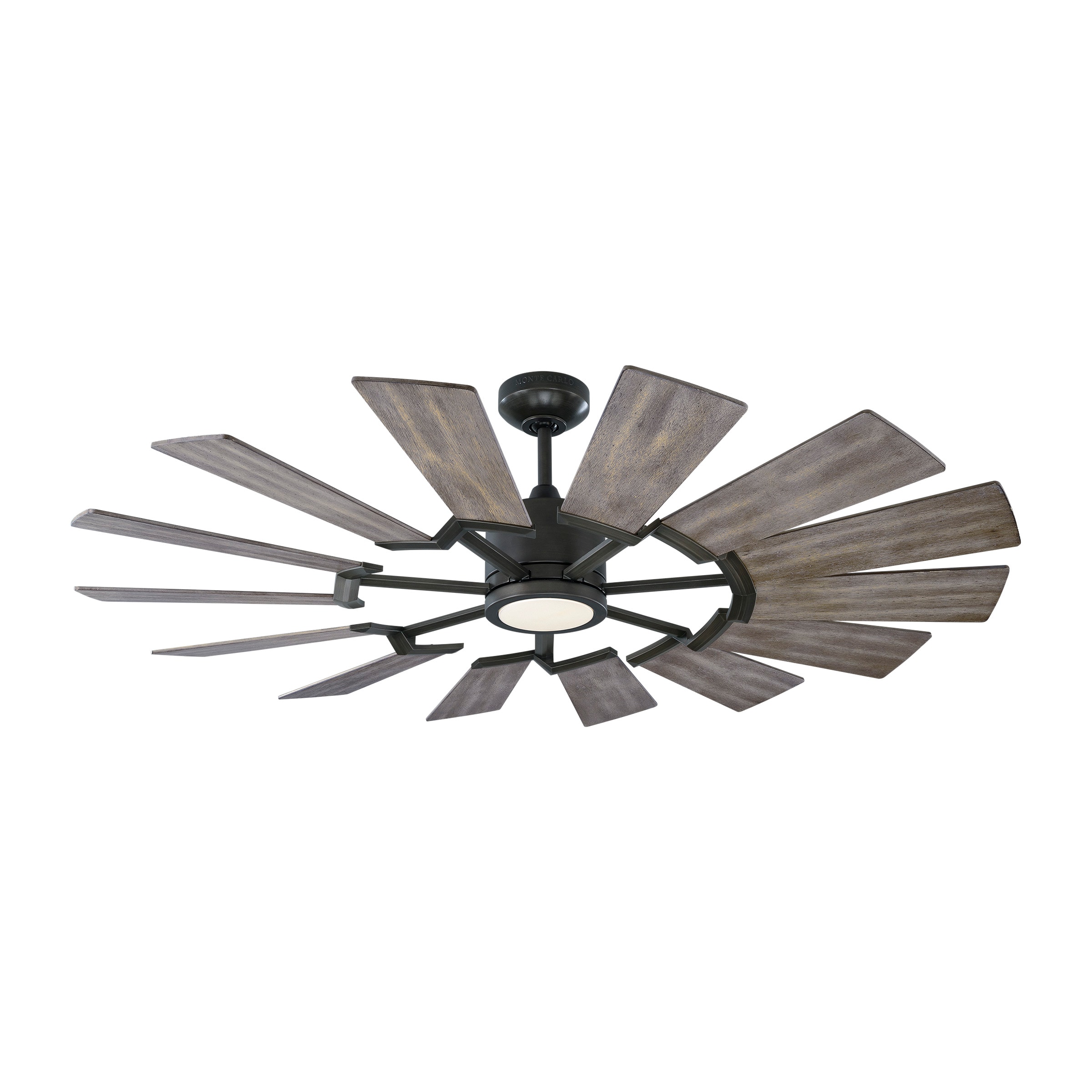 Generation Lighting 14PRR52AGPD Prairie 52-in Aged Pewter Integrated LED Indoor/Outdoor Ceiling Fan with Light and Remote (14-Blade)